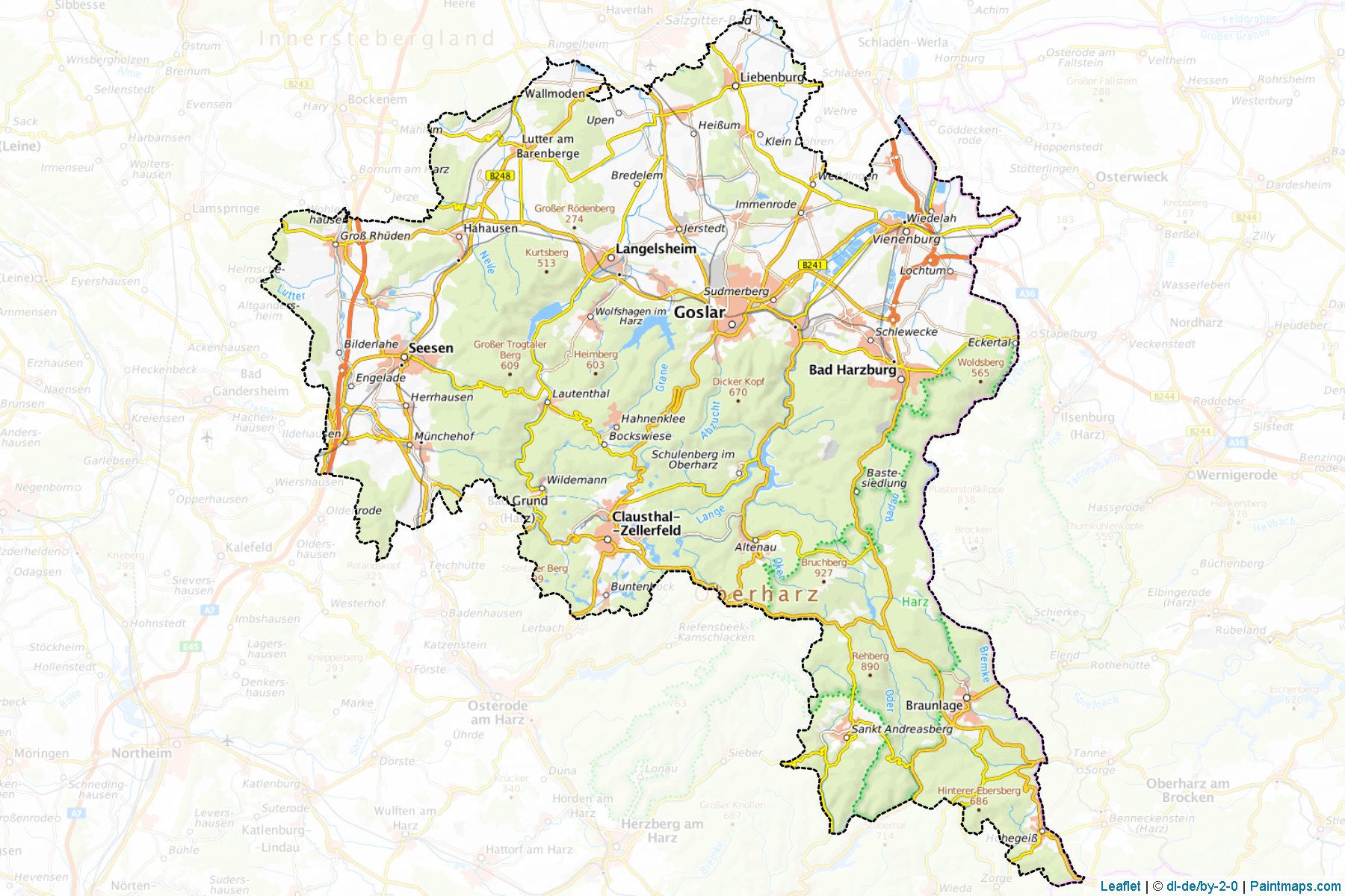 Muestras de recorte de mapas Goslar (Lower Saxony)-1