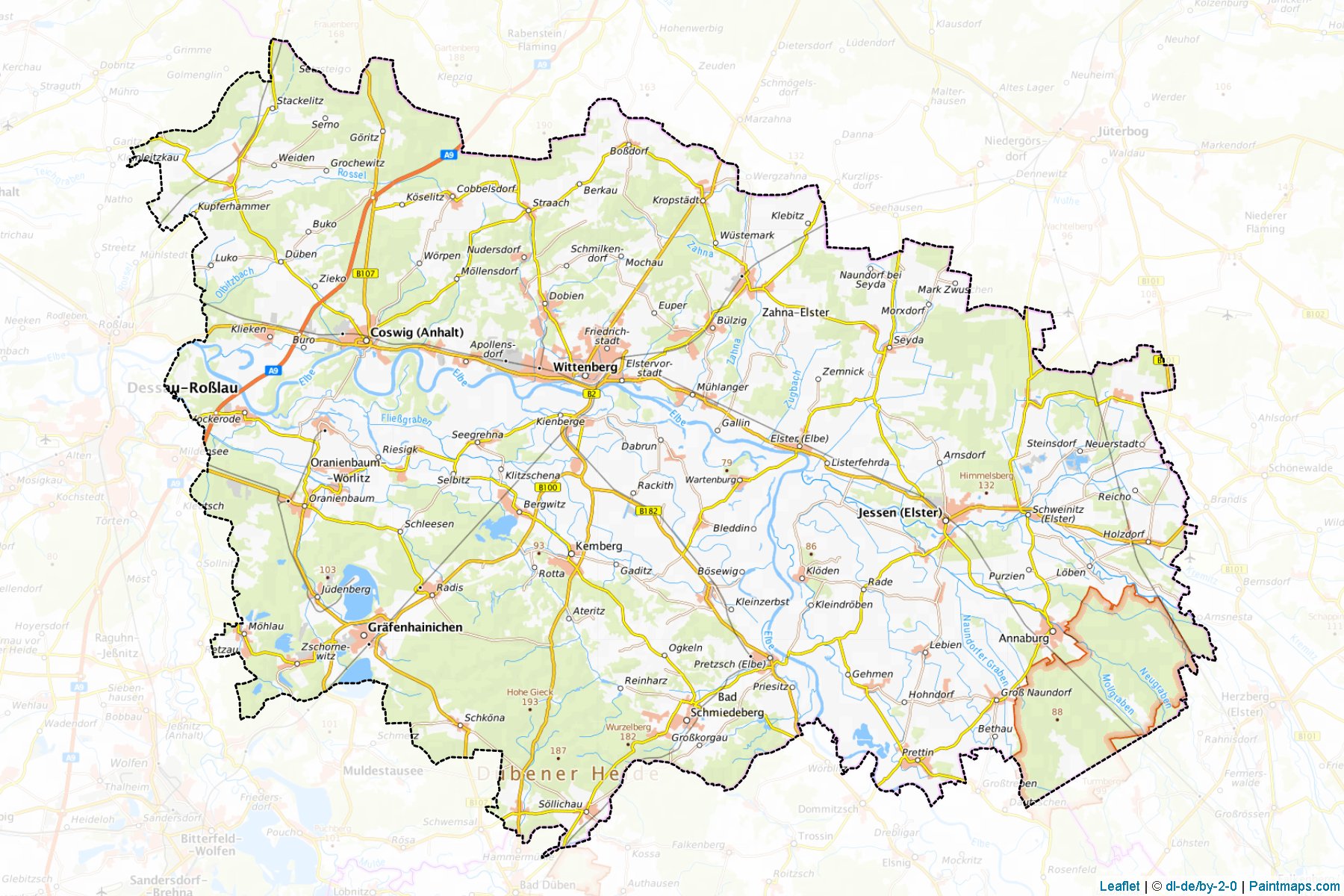 Muestras de recorte de mapas Wittenberg (Saxony-Anhalt)-1