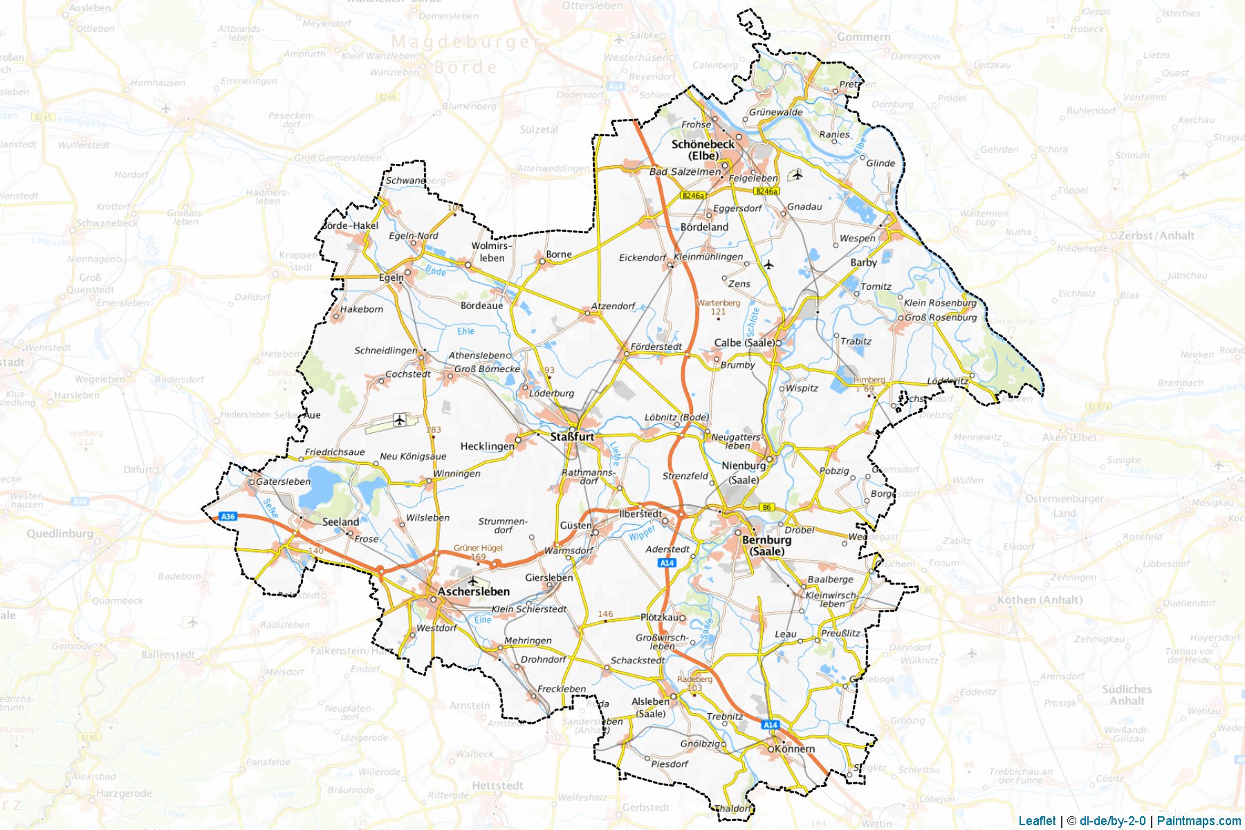 Muestras de recorte de mapas Salzlandkreis (Saxony-Anhalt)-1