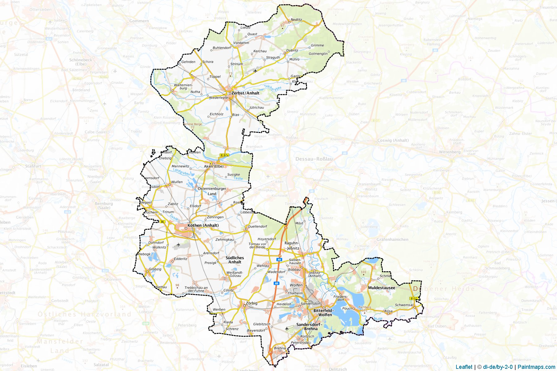 Anhalt-Bitterfeld (Saxony-Anhalt) Map Cropping Samples-1