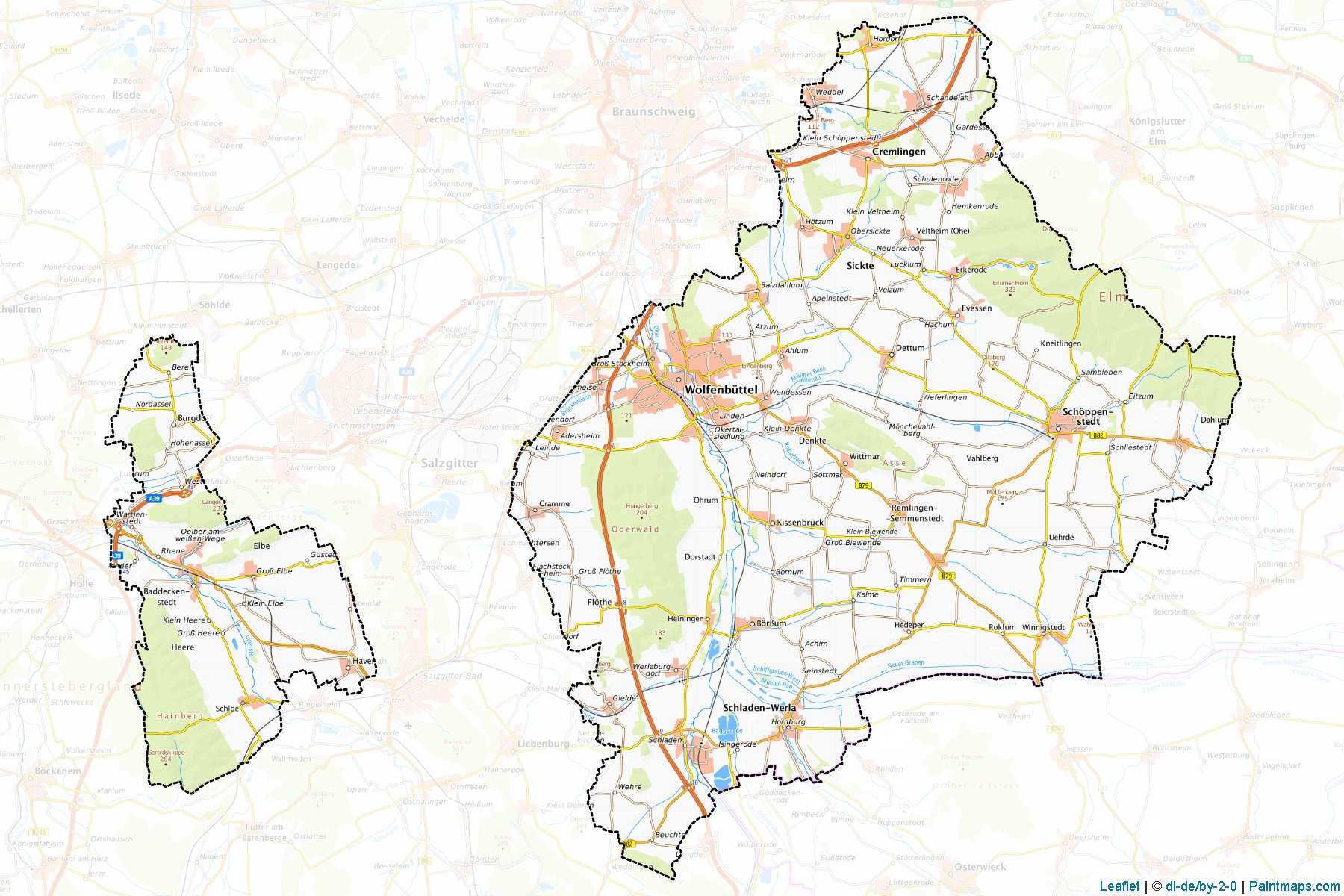 Muestras de recorte de mapas Wolfenbüttel (Lower Saxony)-1