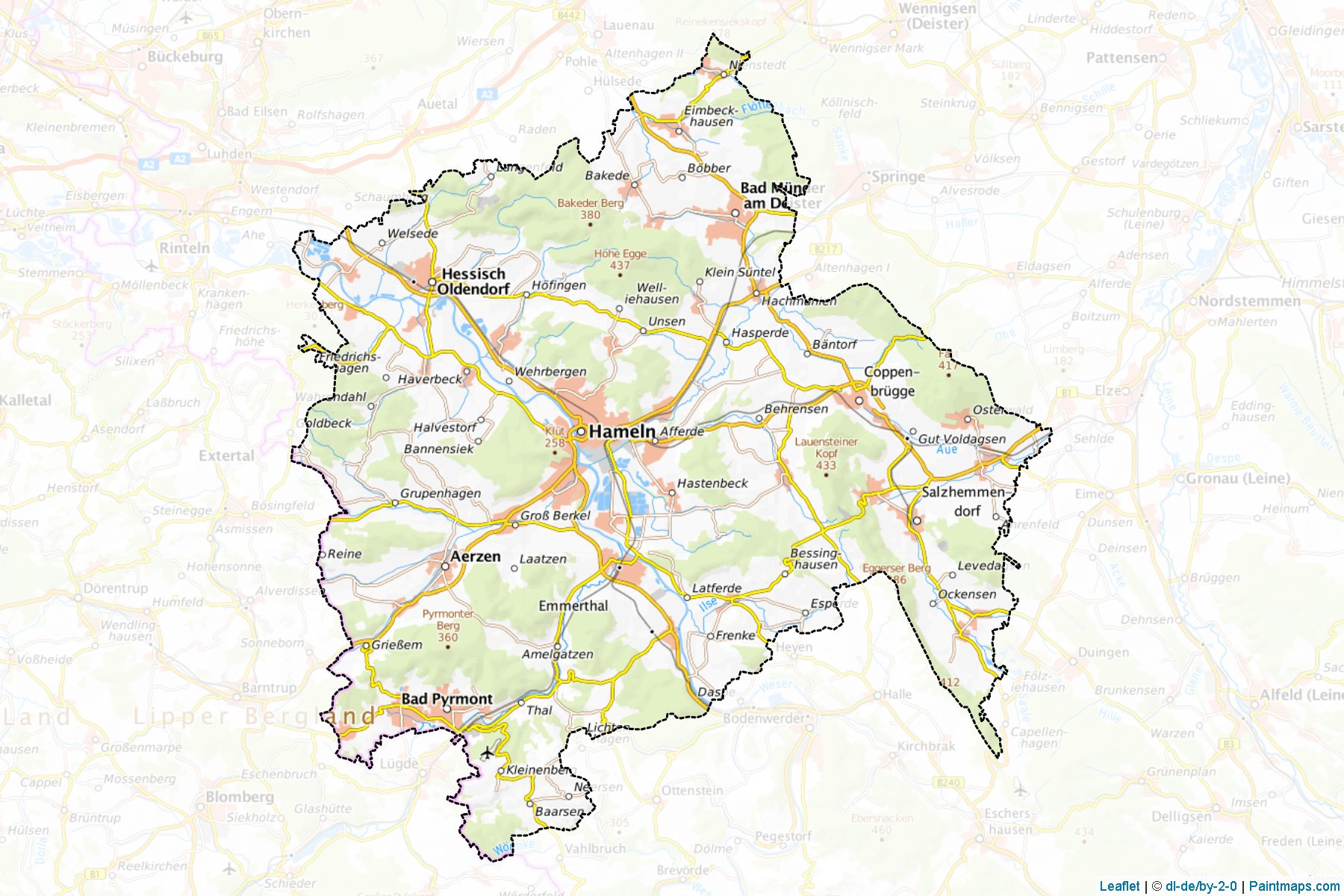 Hameln-Pyrmont (Lower Saxony) Map Cropping Samples-1