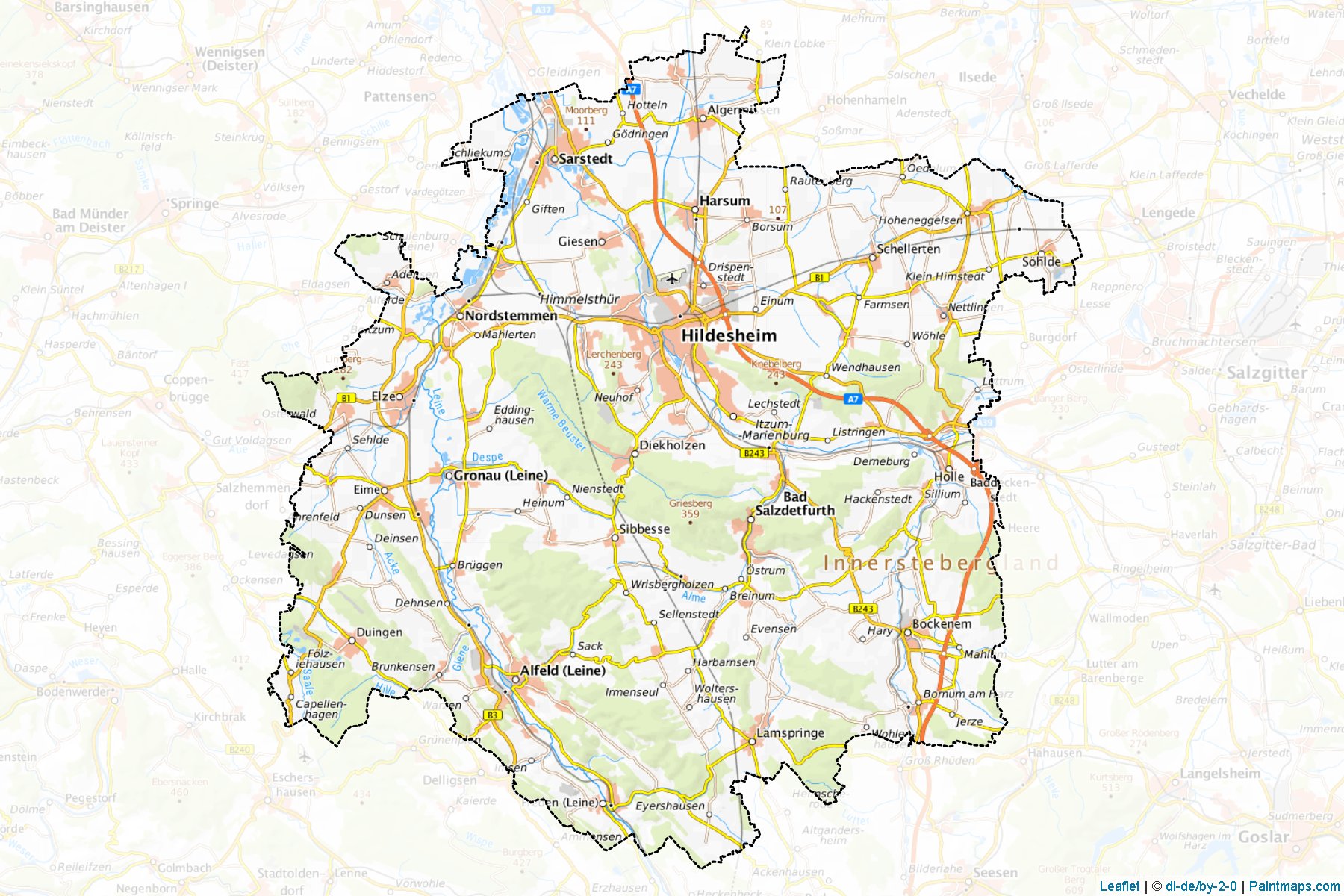 Muestras de recorte de mapas Hildesheim (Lower Saxony)-1