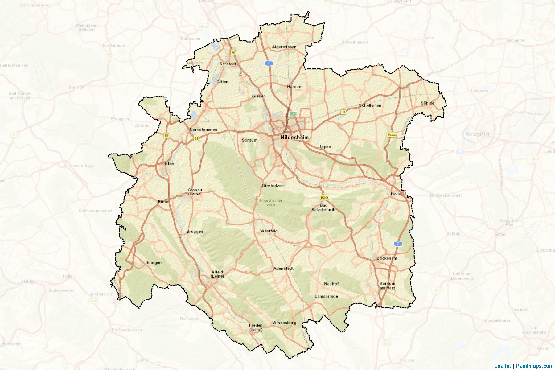 Muestras de recorte de mapas Hildesheim (Lower Saxony)-2