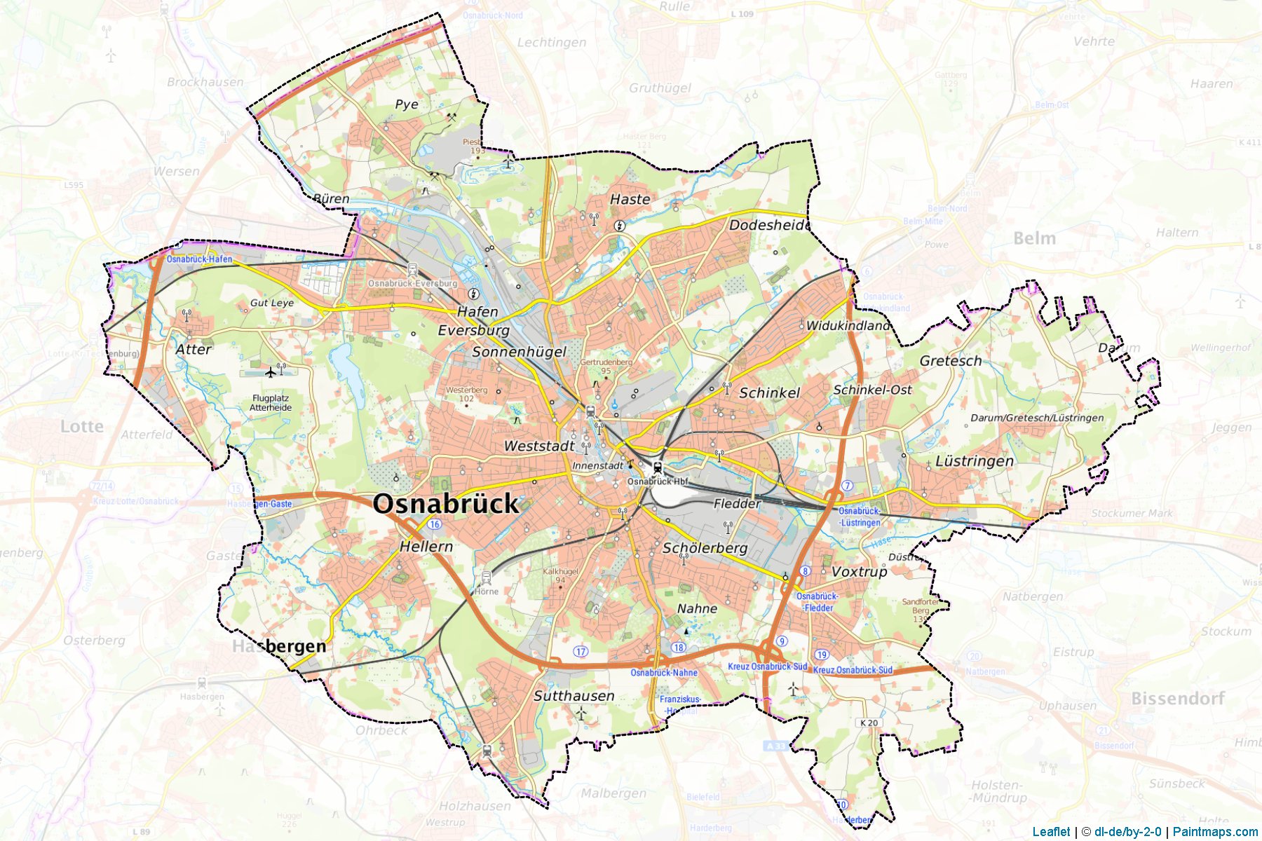 Muestras de recorte de mapas Osnabrück (Lower Saxony)-1