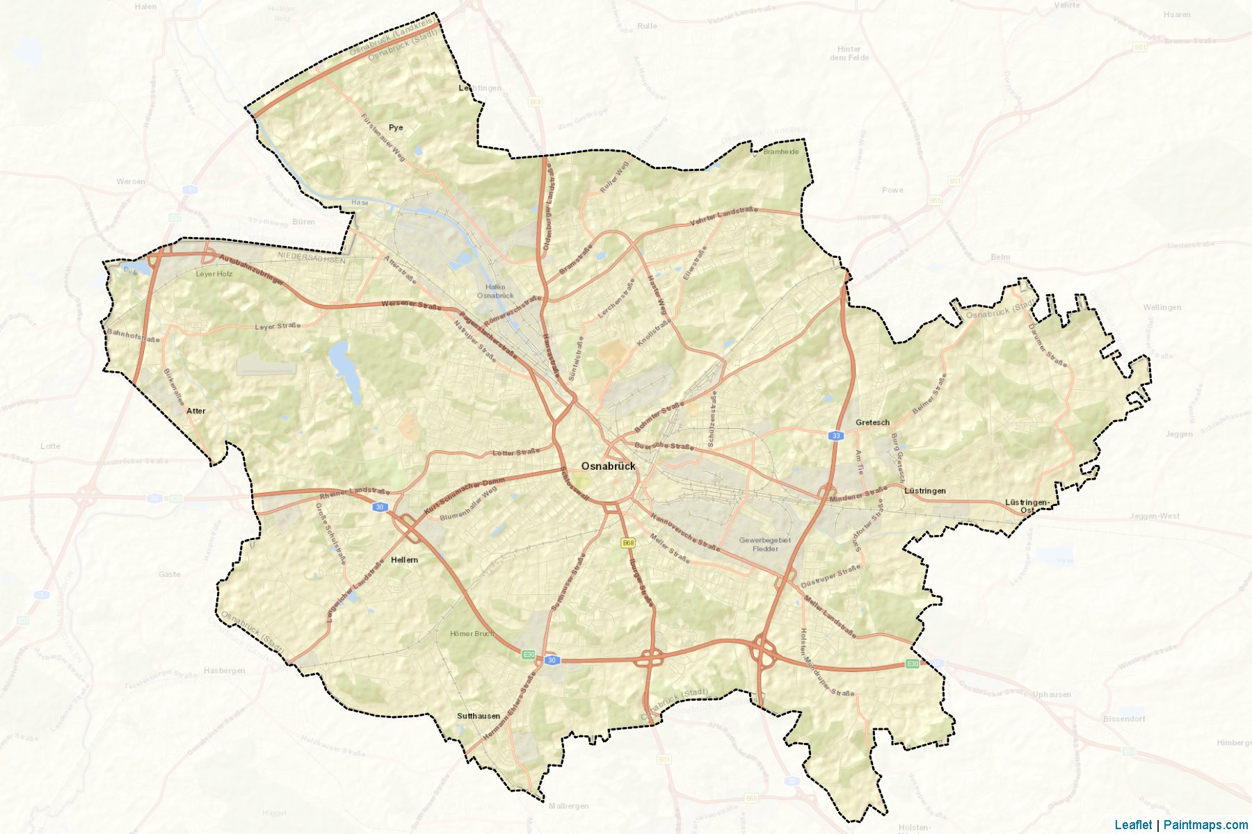 Muestras de recorte de mapas Osnabrück (Lower Saxony)-2