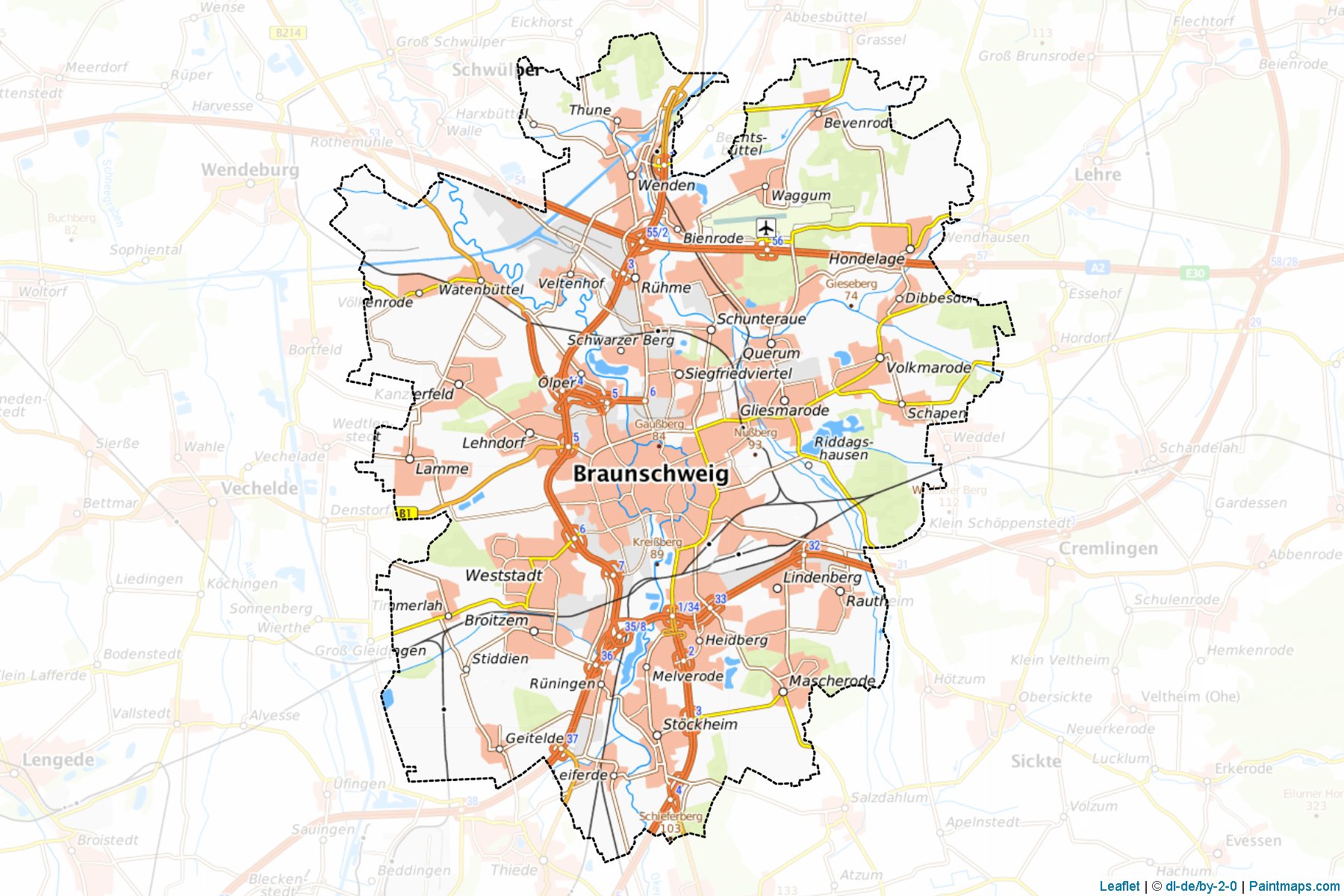 Muestras de recorte de mapas Braunschweig (Lower Saxony)-1