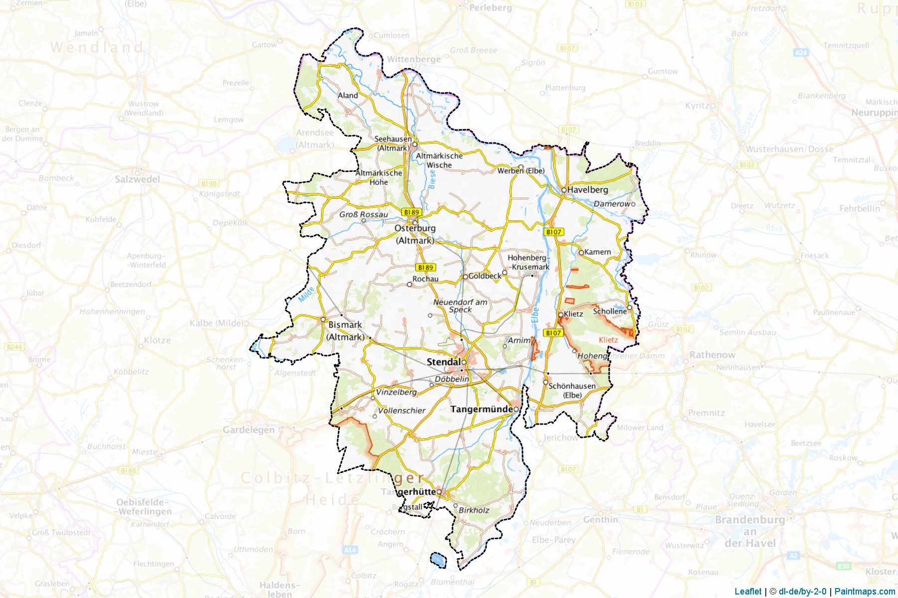 Muestras de recorte de mapas Stendal (Saxony-Anhalt)-1