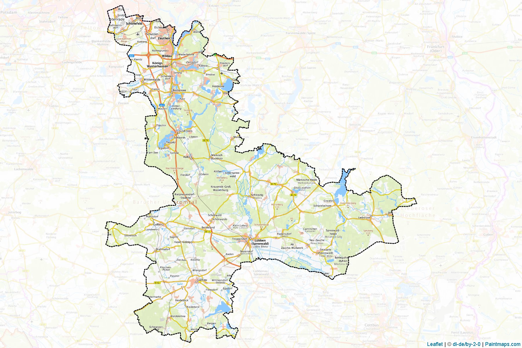 Muestras de recorte de mapas Dahme-Spreewald (Brandenburg)-1