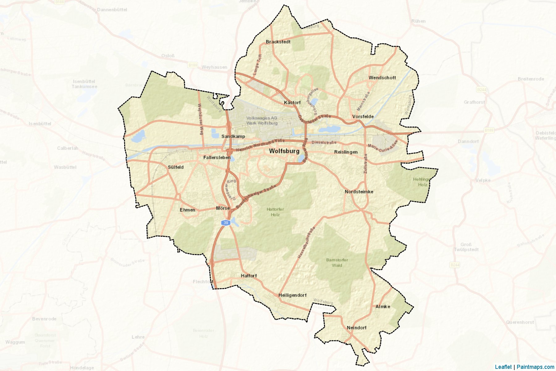 Muestras de recorte de mapas Wolfsburg (Lower Saxony)-2