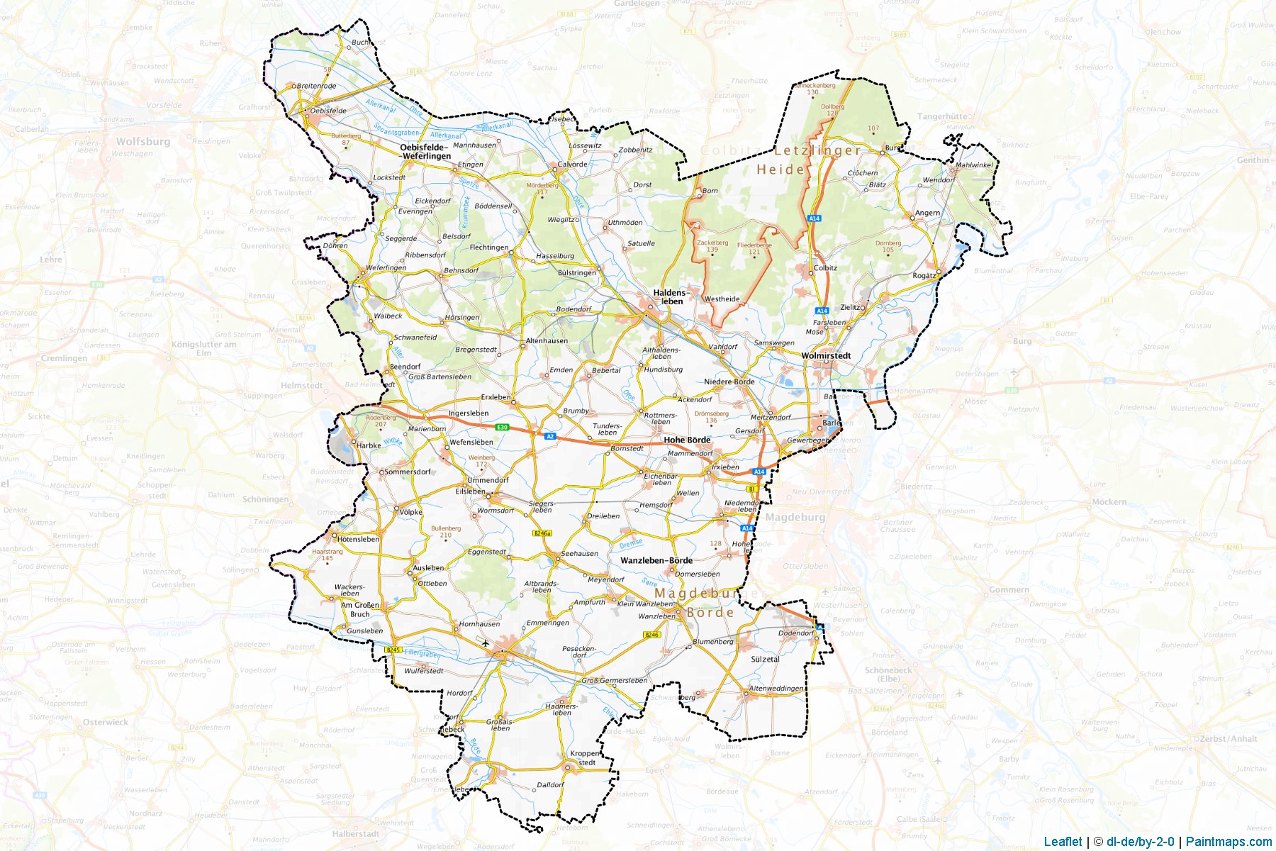 Muestras de recorte de mapas Börde (Saxony-Anhalt)-1