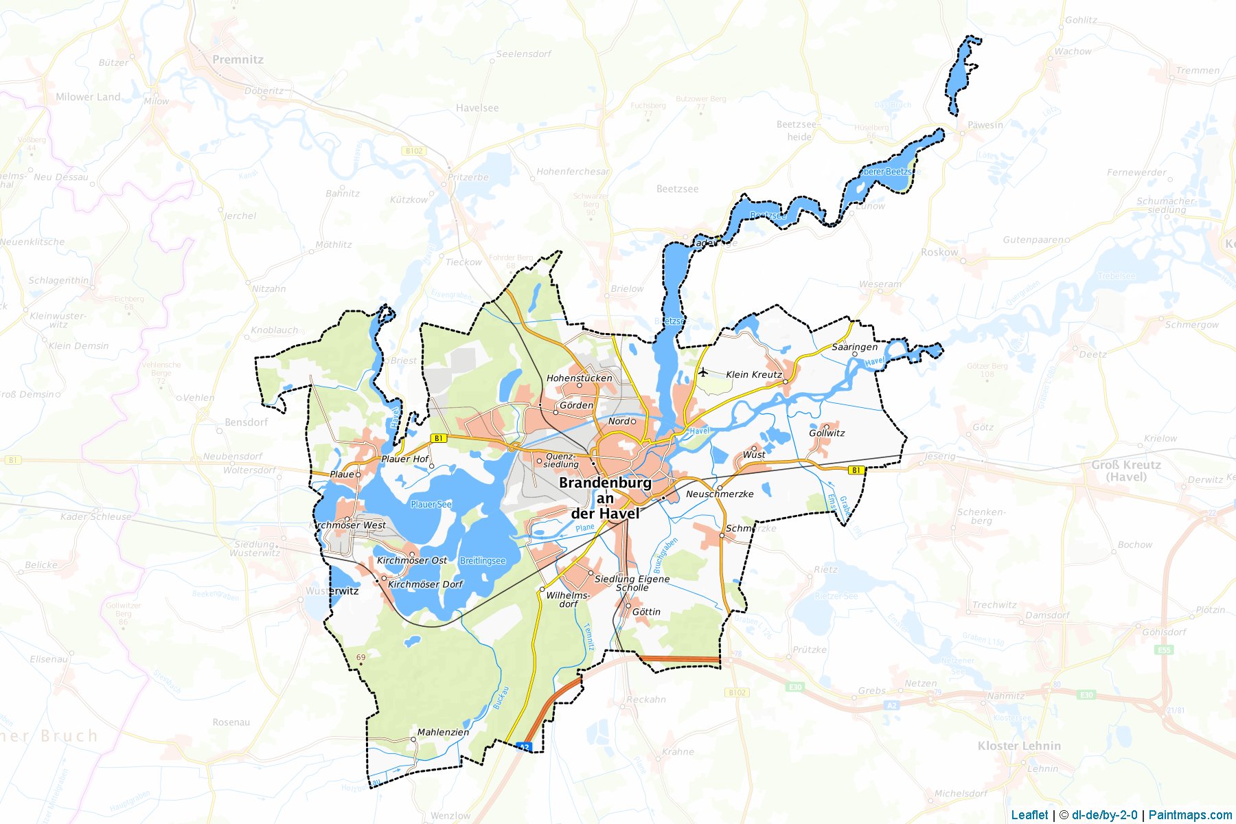 Muestras de recorte de mapas Brandenburg an der Havel (Brandenburg)-1