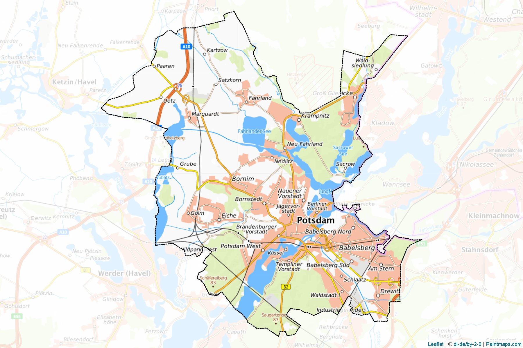 Potsdam (Brandenburg) Haritası Örnekleri-1