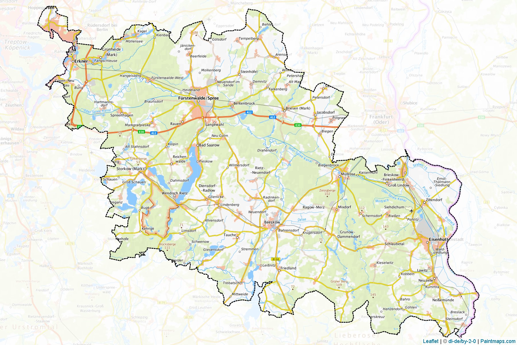 Muestras de recorte de mapas Oder-Spree (Brandenburg)-1