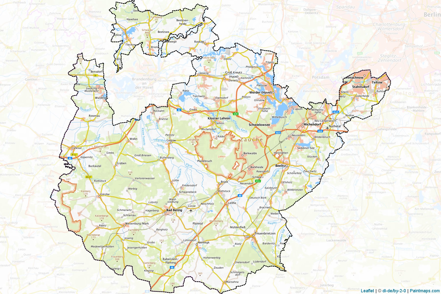 Potsdam-Mittelmark (Brandenburg) Map Cropping Samples-1