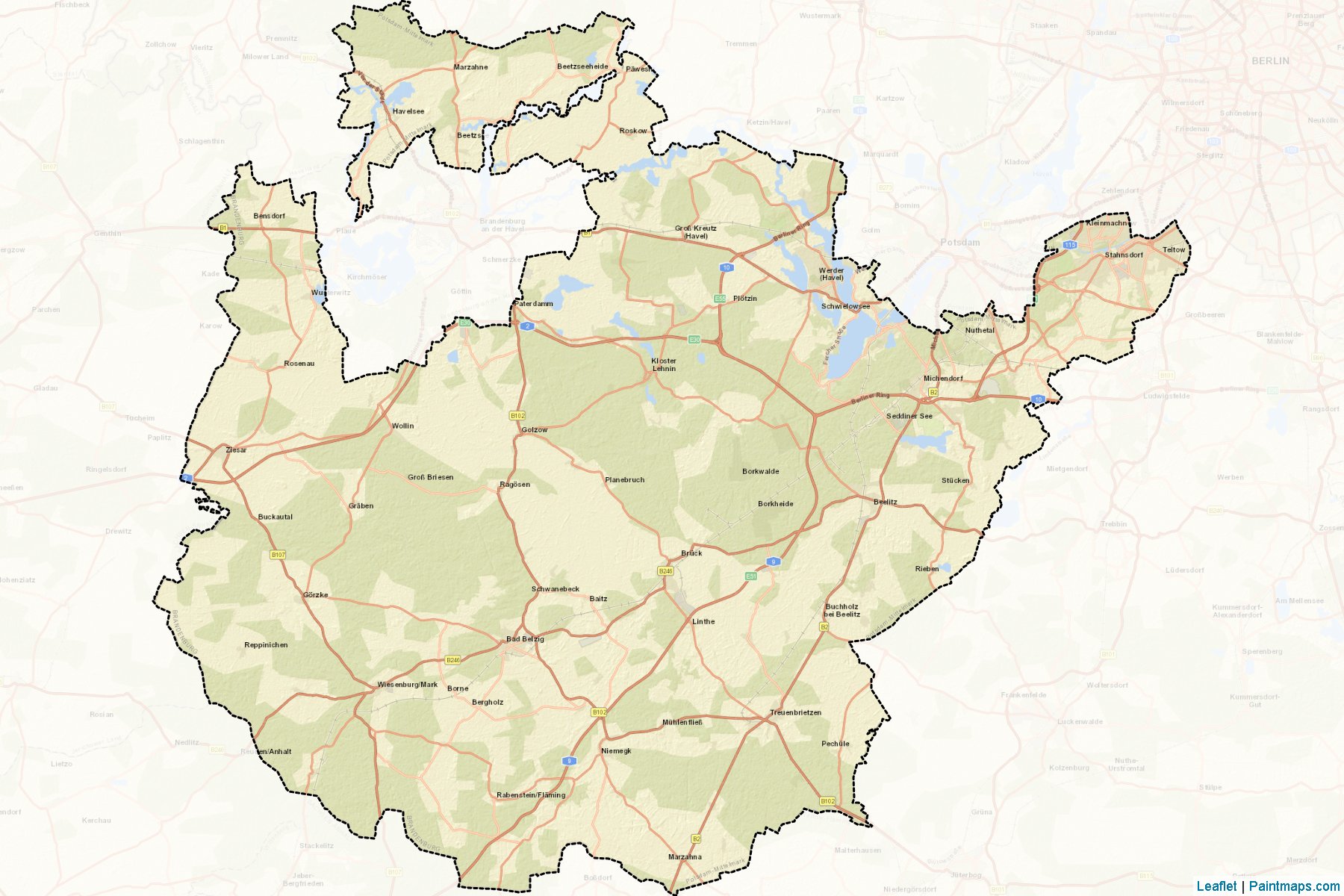 Potsdam-Mittelmark (Brandenburg) Map Cropping Samples-2