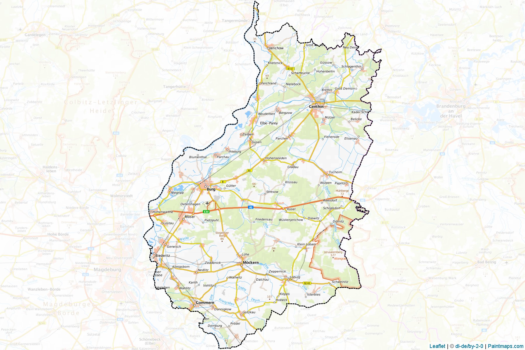 Muestras de recorte de mapas Jerichower Land (Saxony-Anhalt)-1