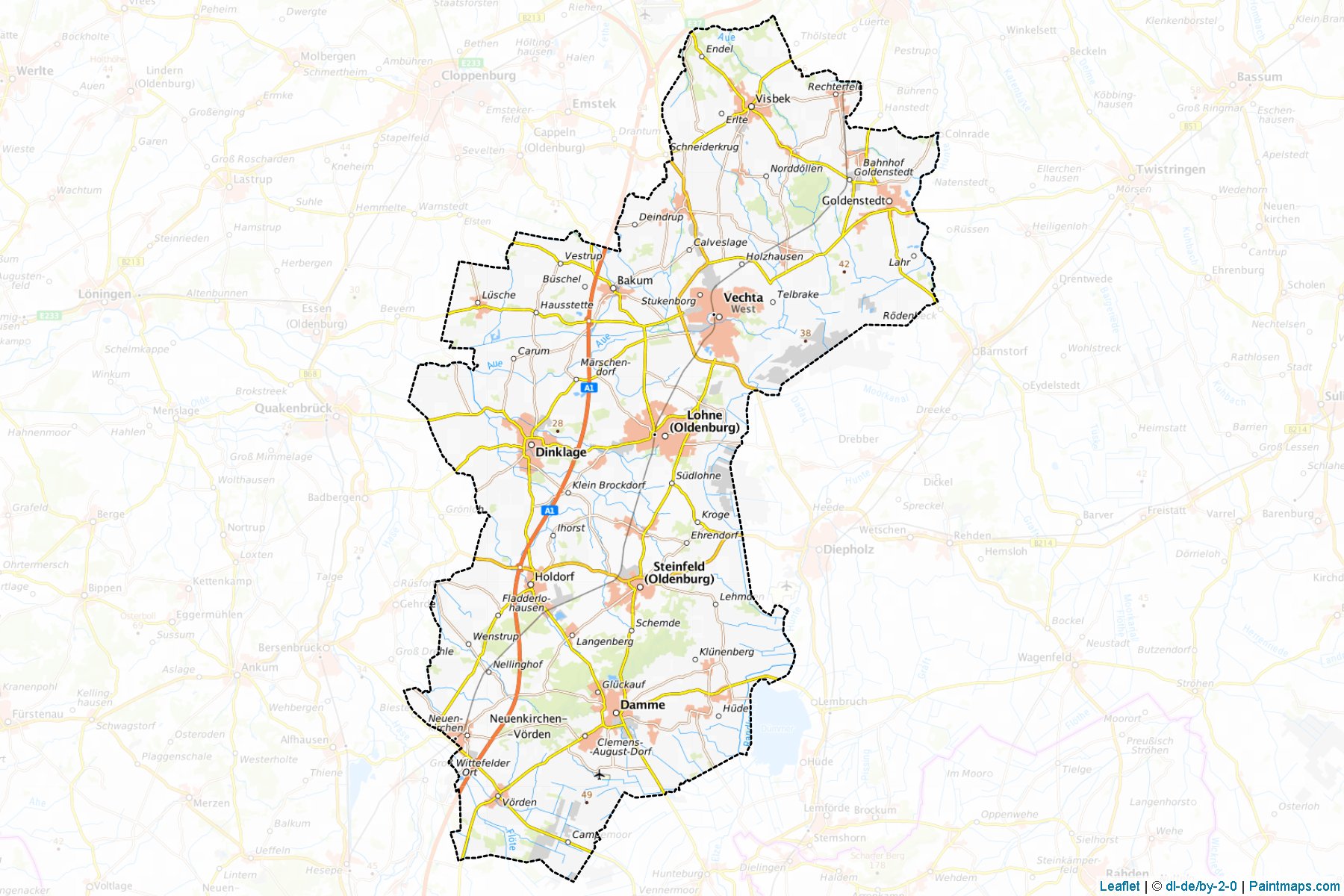 Muestras de recorte de mapas Vechta (Lower Saxony)-1