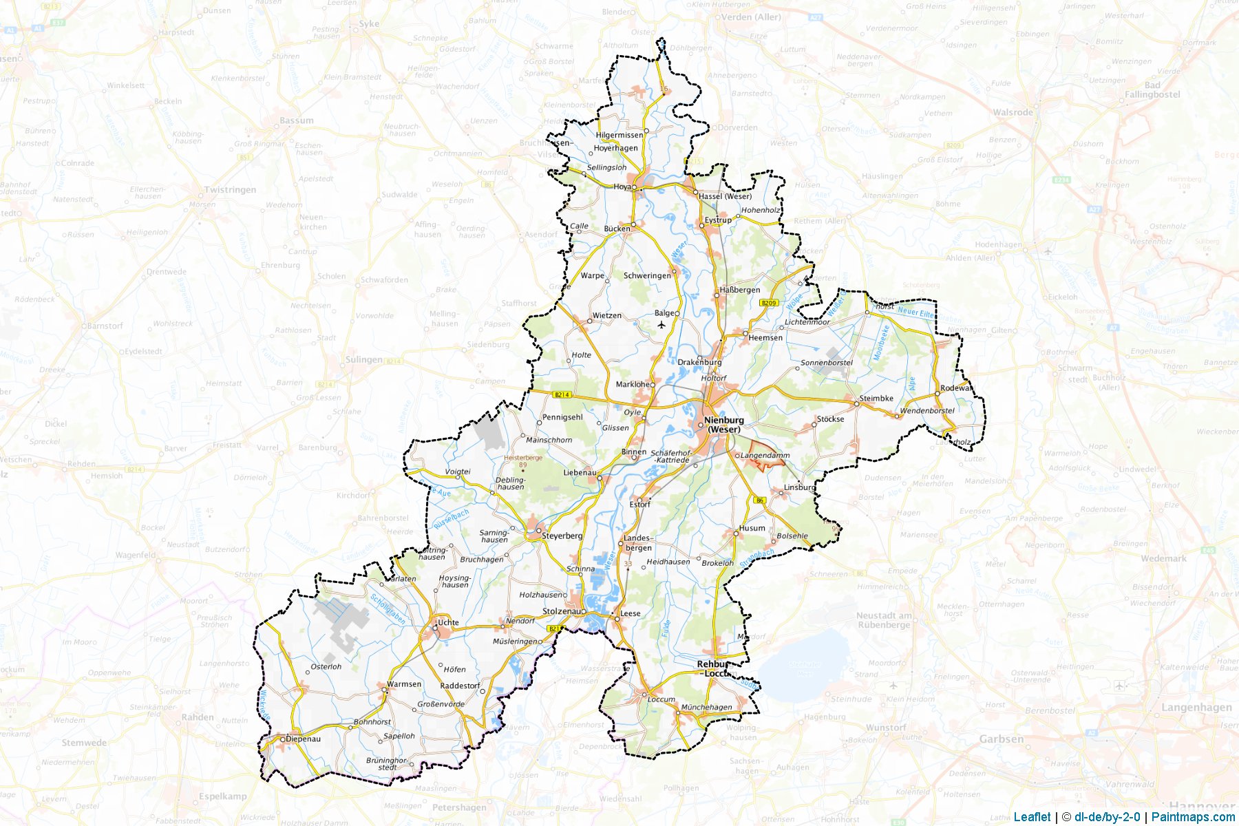 Nienburg (Lower Saxony) Map Cropping Samples-1