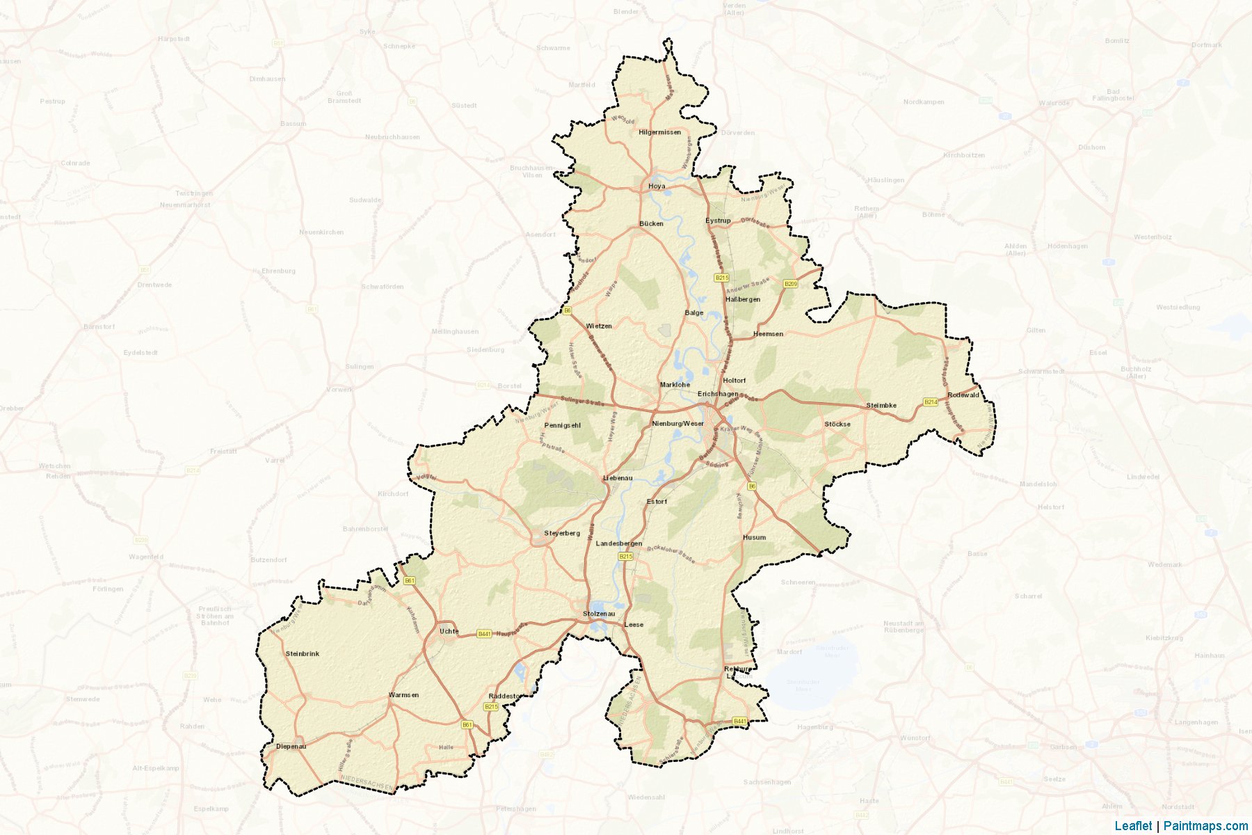 Muestras de recorte de mapas Nienburg (Lower Saxony)-2