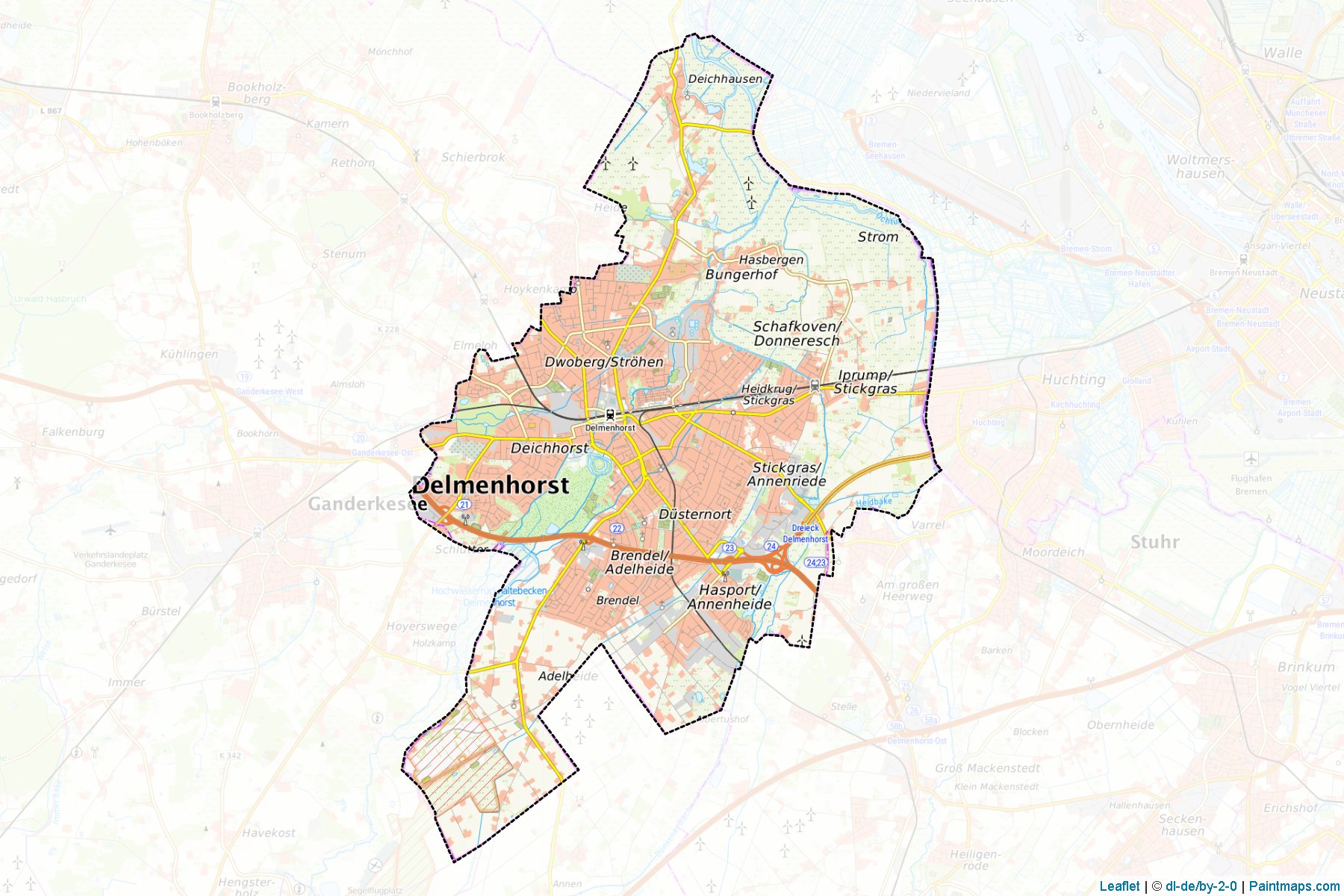 Delmenhorst (Lower Saxony) Map Cropping Samples-1