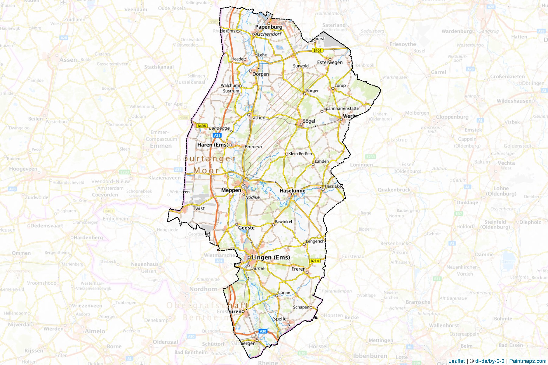 Muestras de recorte de mapas Emsland (Lower Saxony)-1