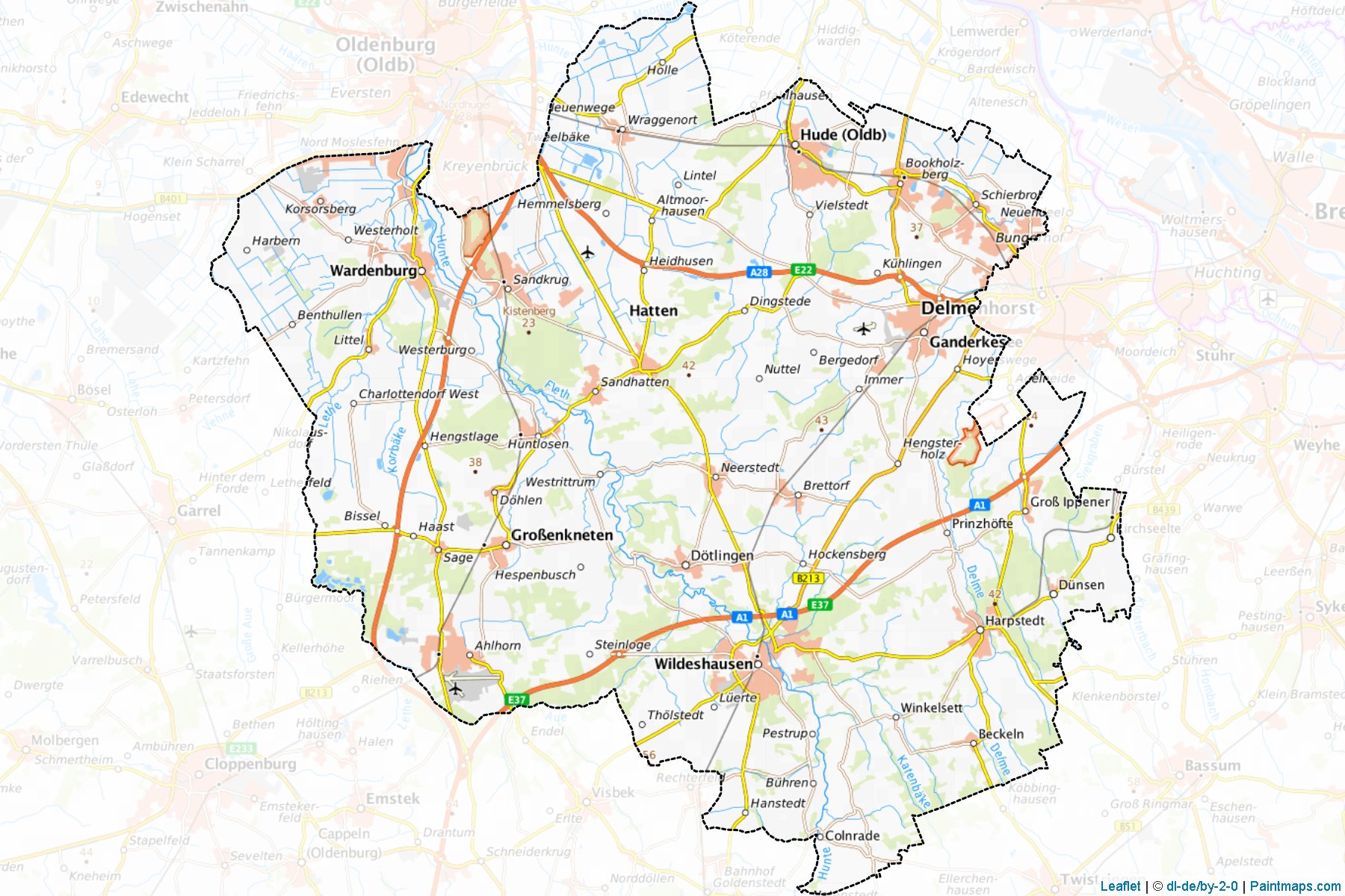 Muestras de recorte de mapas Oldenburg (Lower Saxony)-1