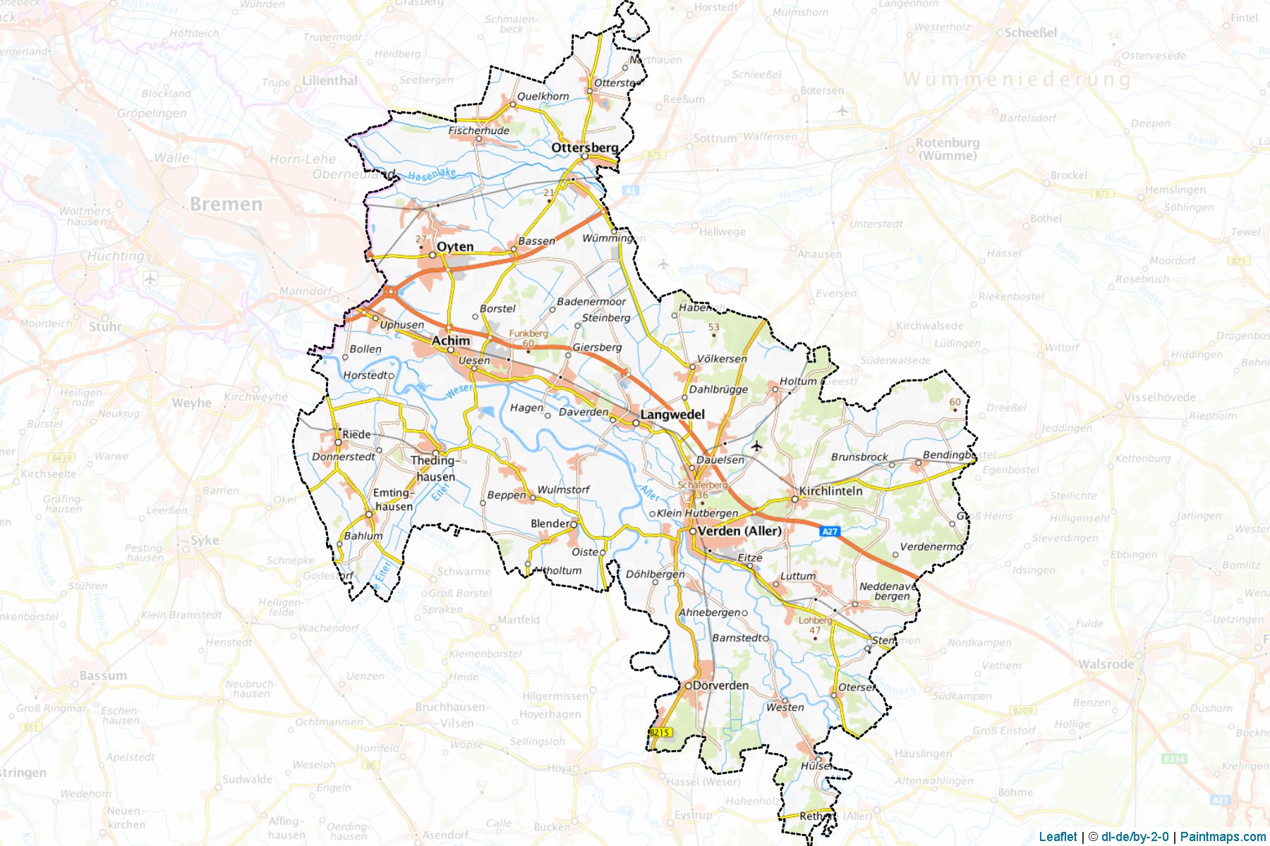 Border cropping samples for Verden map.