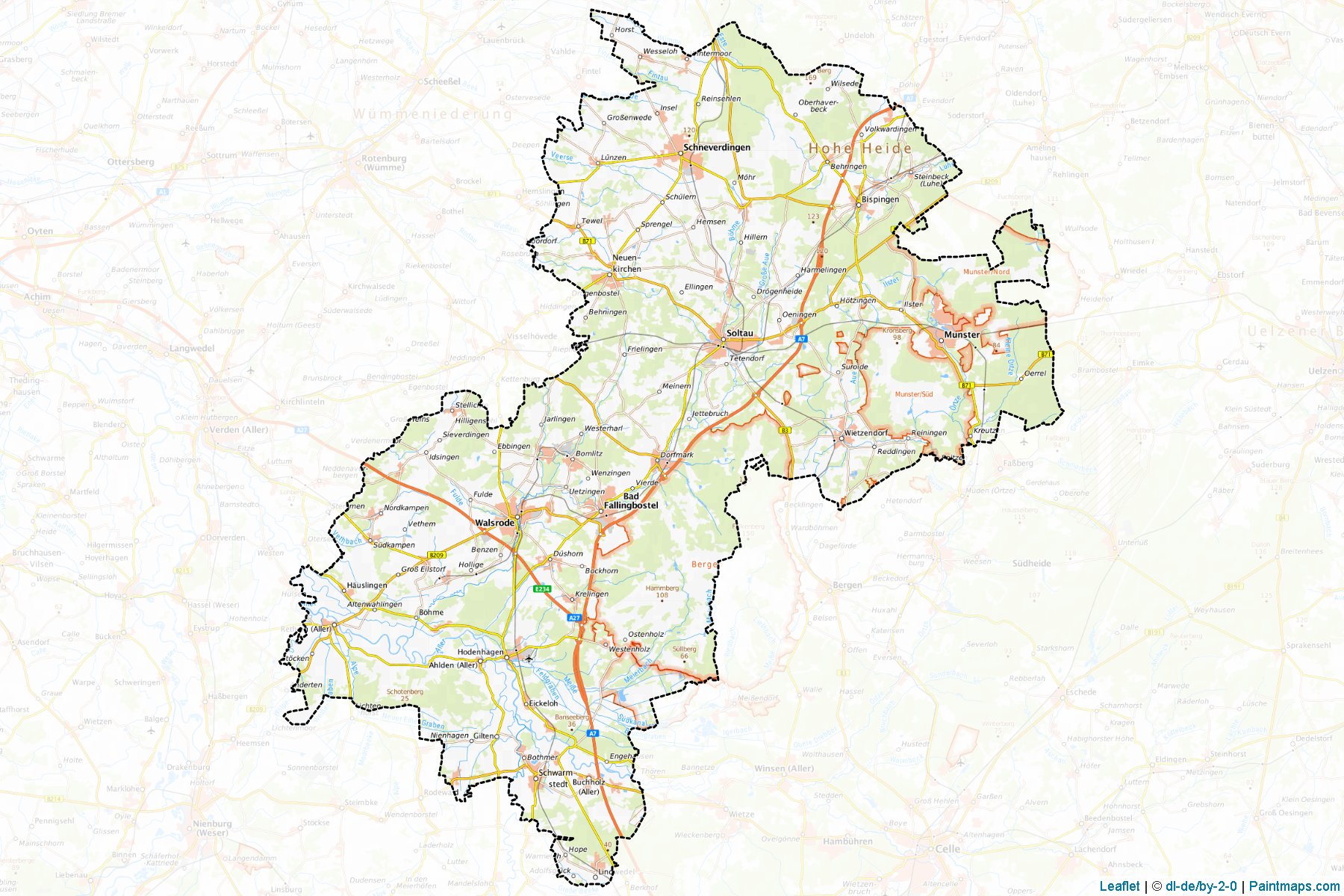 Muestras de recorte de mapas Soltau-Fallingbostel (Lower Saxony)-1