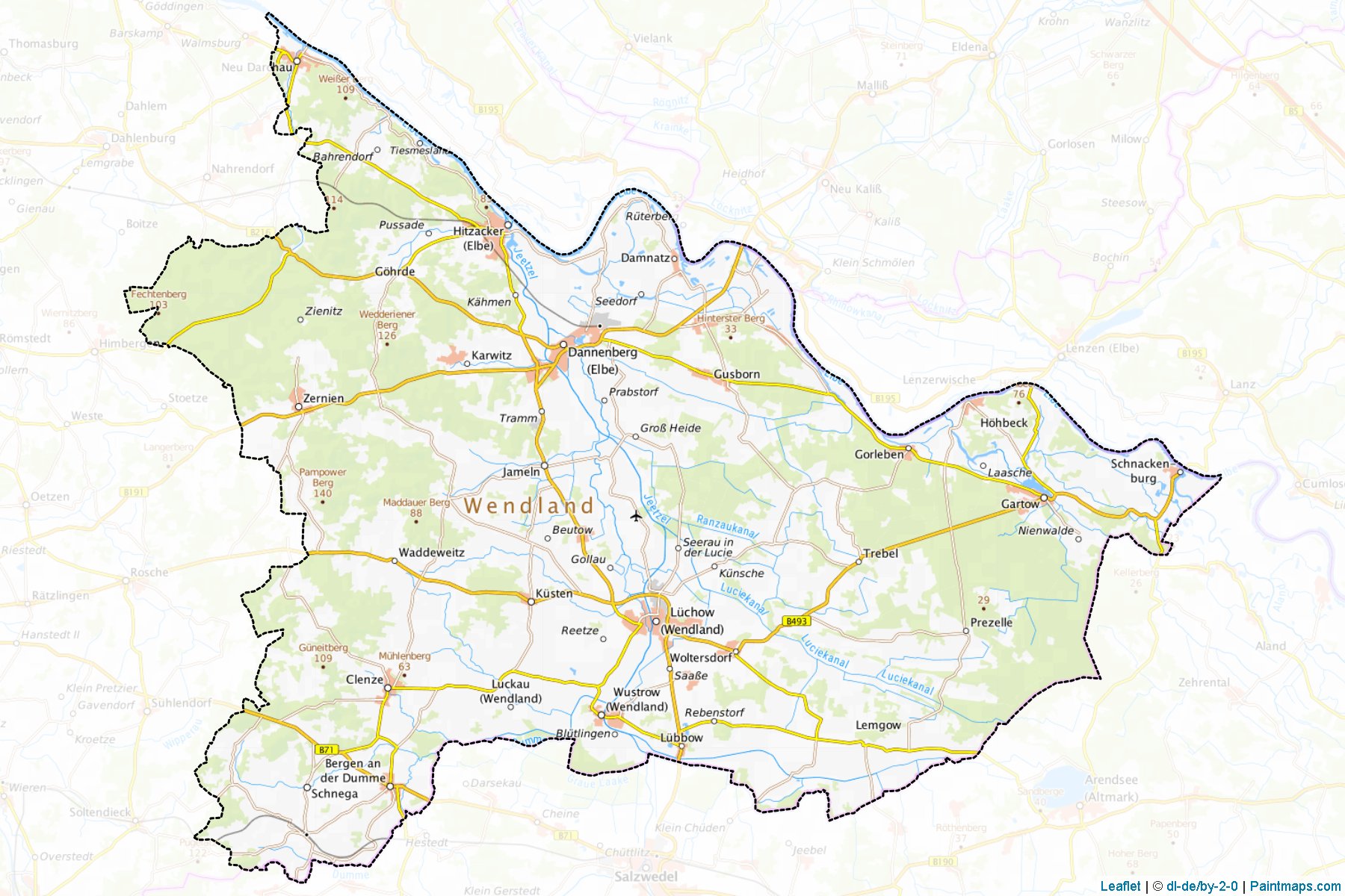 Muestras de recorte de mapas Lüchow-Dannenberg (Lower Saxony)-1