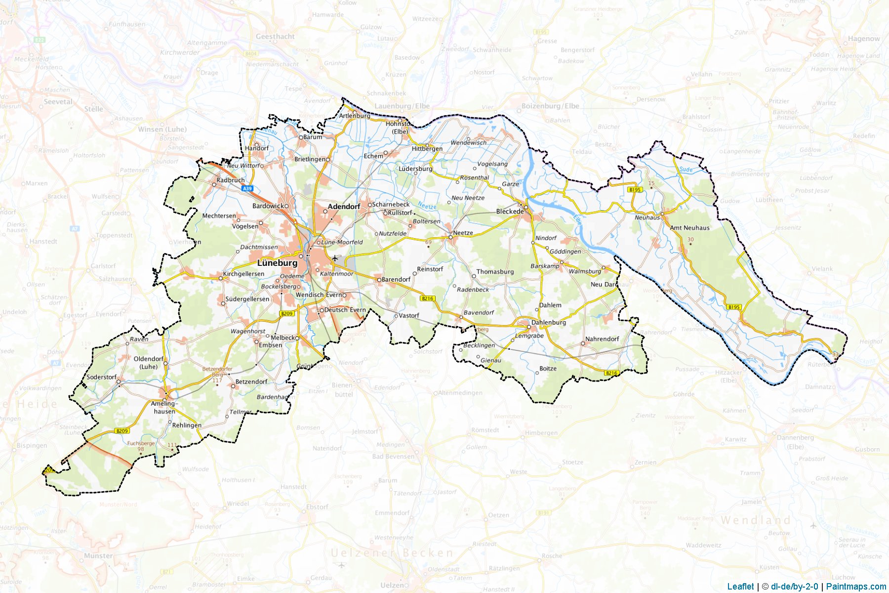 Muestras de recorte de mapas Lüneburg (Lower Saxony)-1