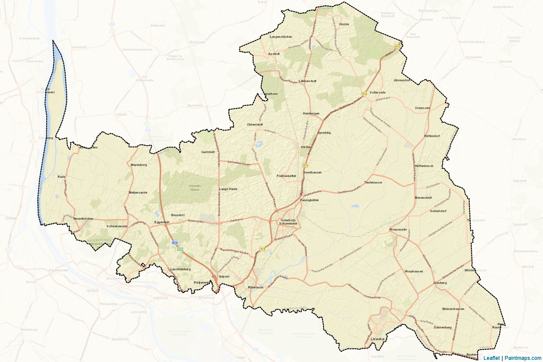 Muestras de recorte de mapas Osterholz (Lower Saxony)-2