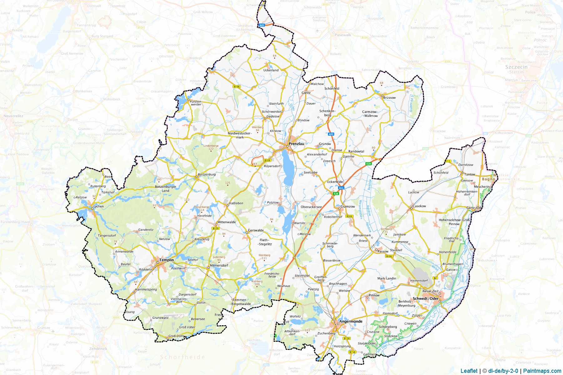 Uckermark (Brandenburg) Map Cropping Samples-1