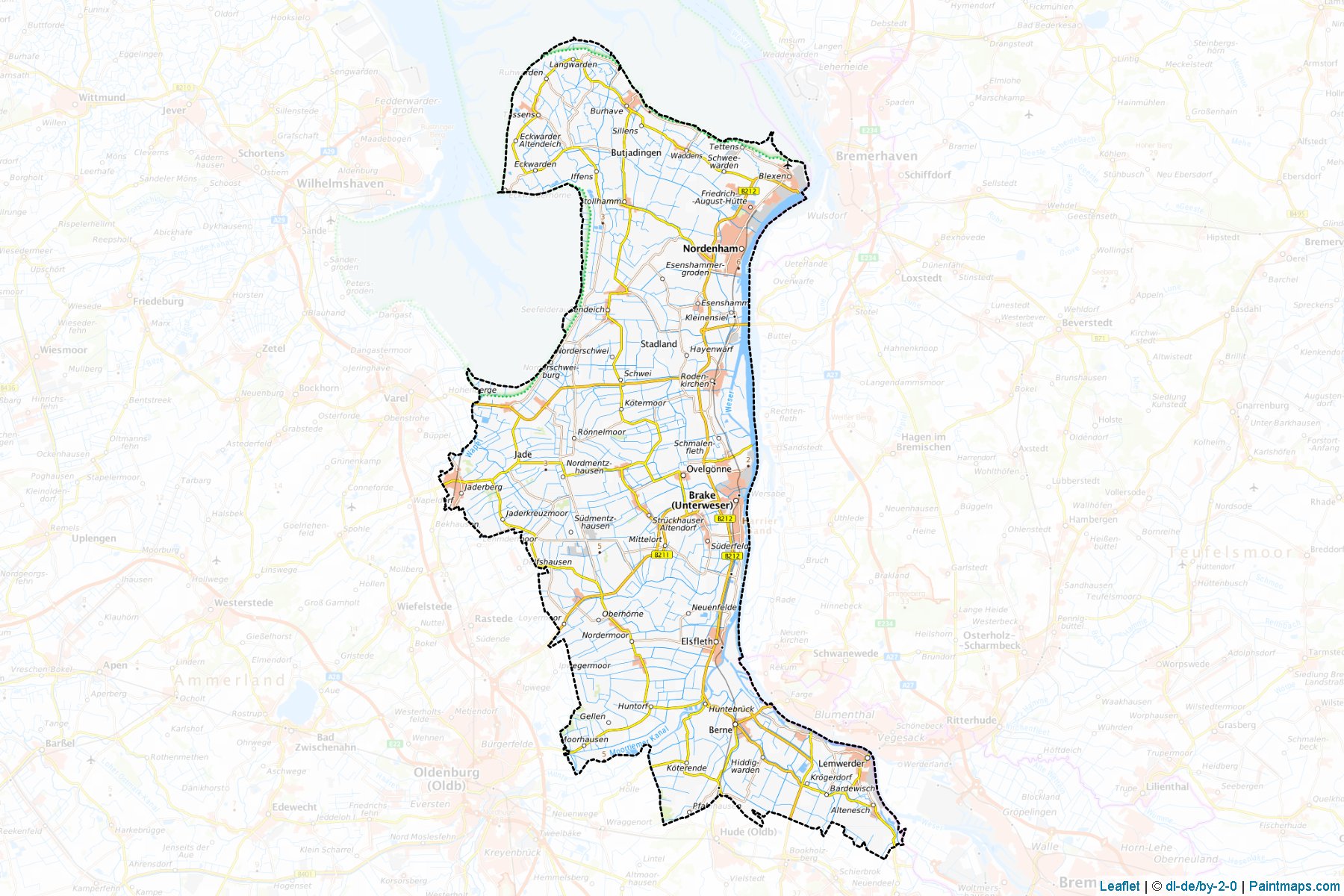 Muestras de recorte de mapas Wesermarsch (Lower Saxony)-1