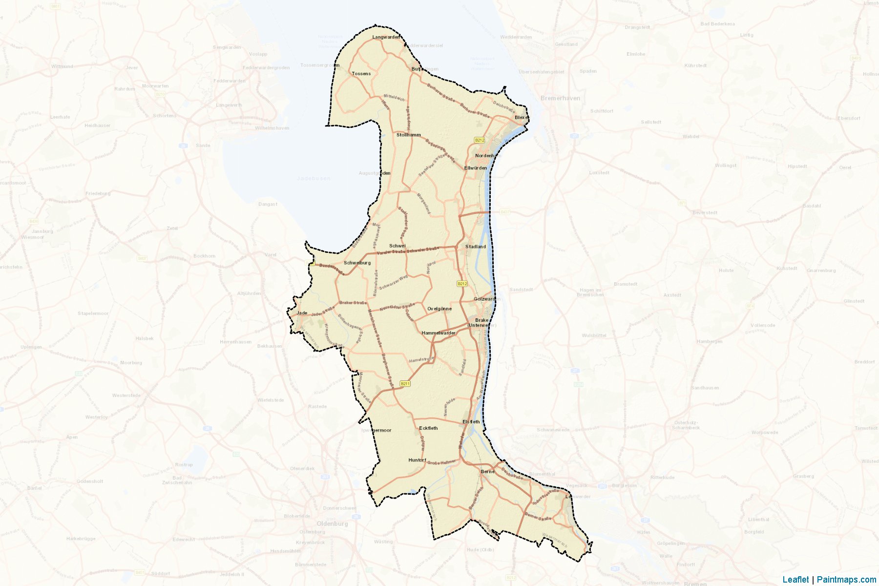 Muestras de recorte de mapas Wesermarsch (Lower Saxony)-2