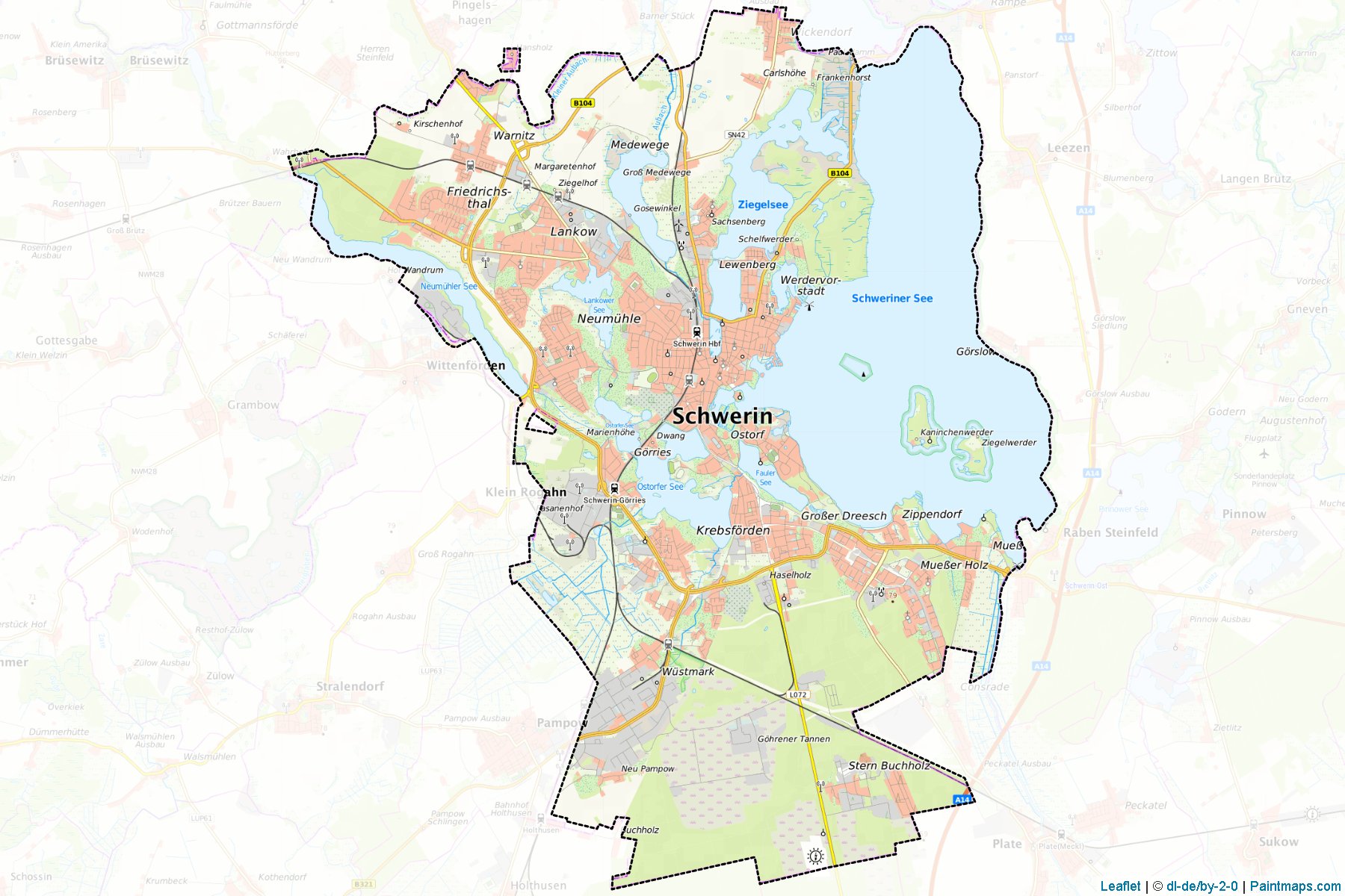 Schwerin (Mecklenburg-Vorpommern) Map Cropping Samples-1