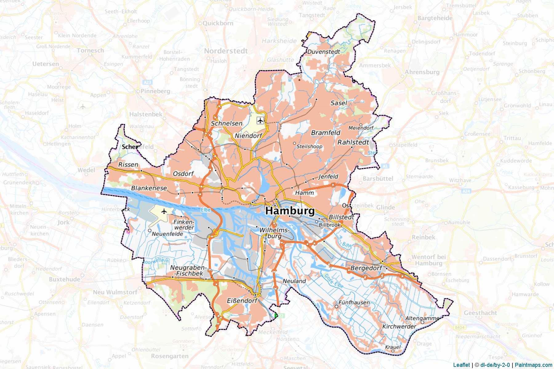 Muestras de recorte de mapas Hamburg (Hamburg)-1