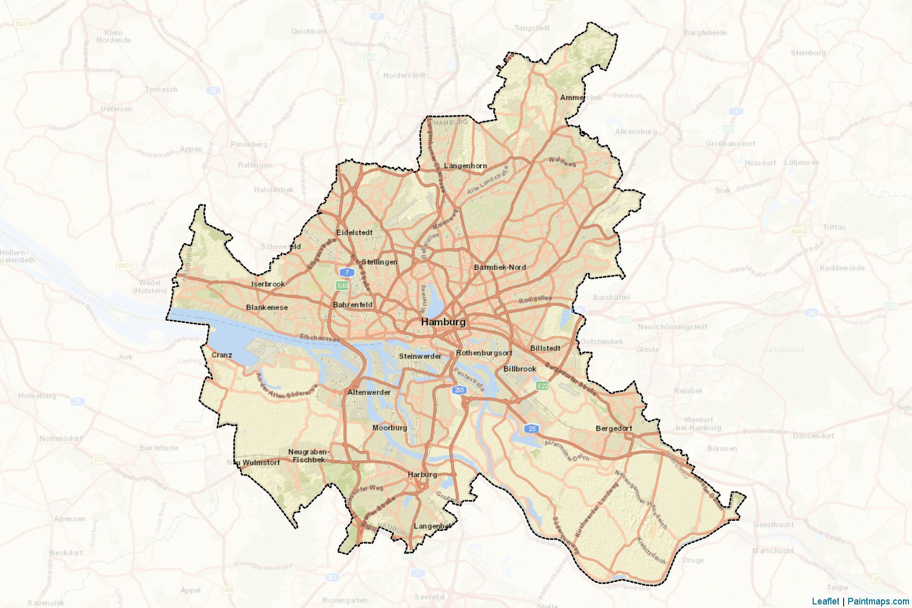 Muestras de recorte de mapas Hamburg (Hamburg)-2