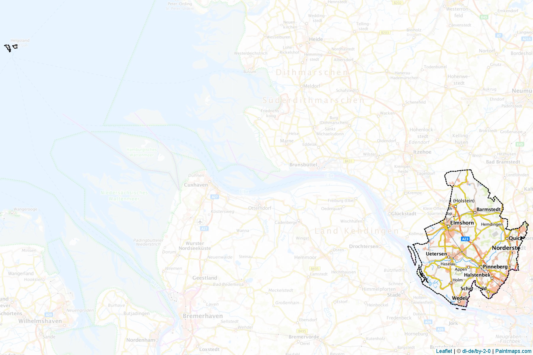 Muestras de recorte de mapas Pinneberg (Schleswig-Holstein)-1