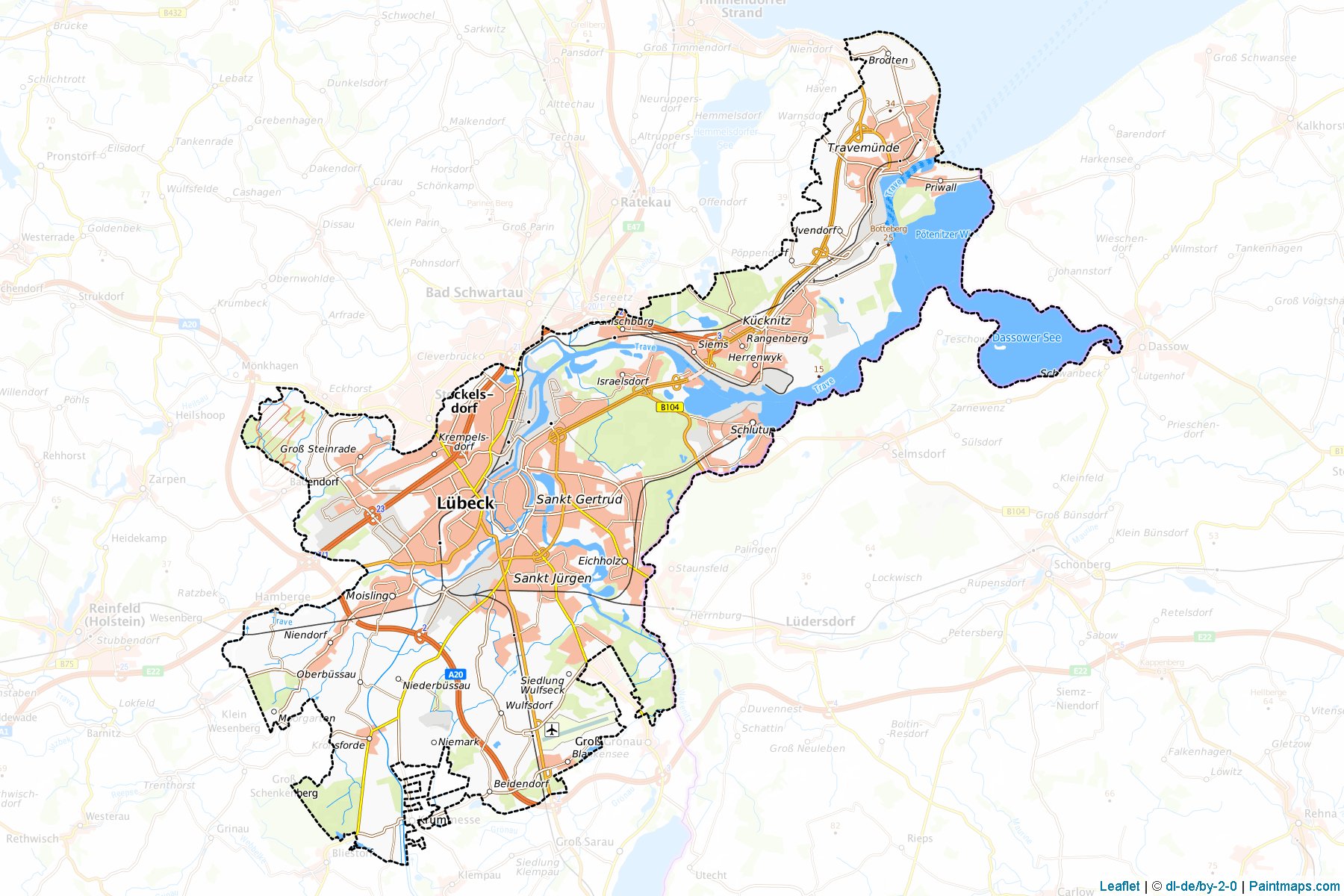 Lübeck (Schleswig-Holstein) Map Cropping Samples-1