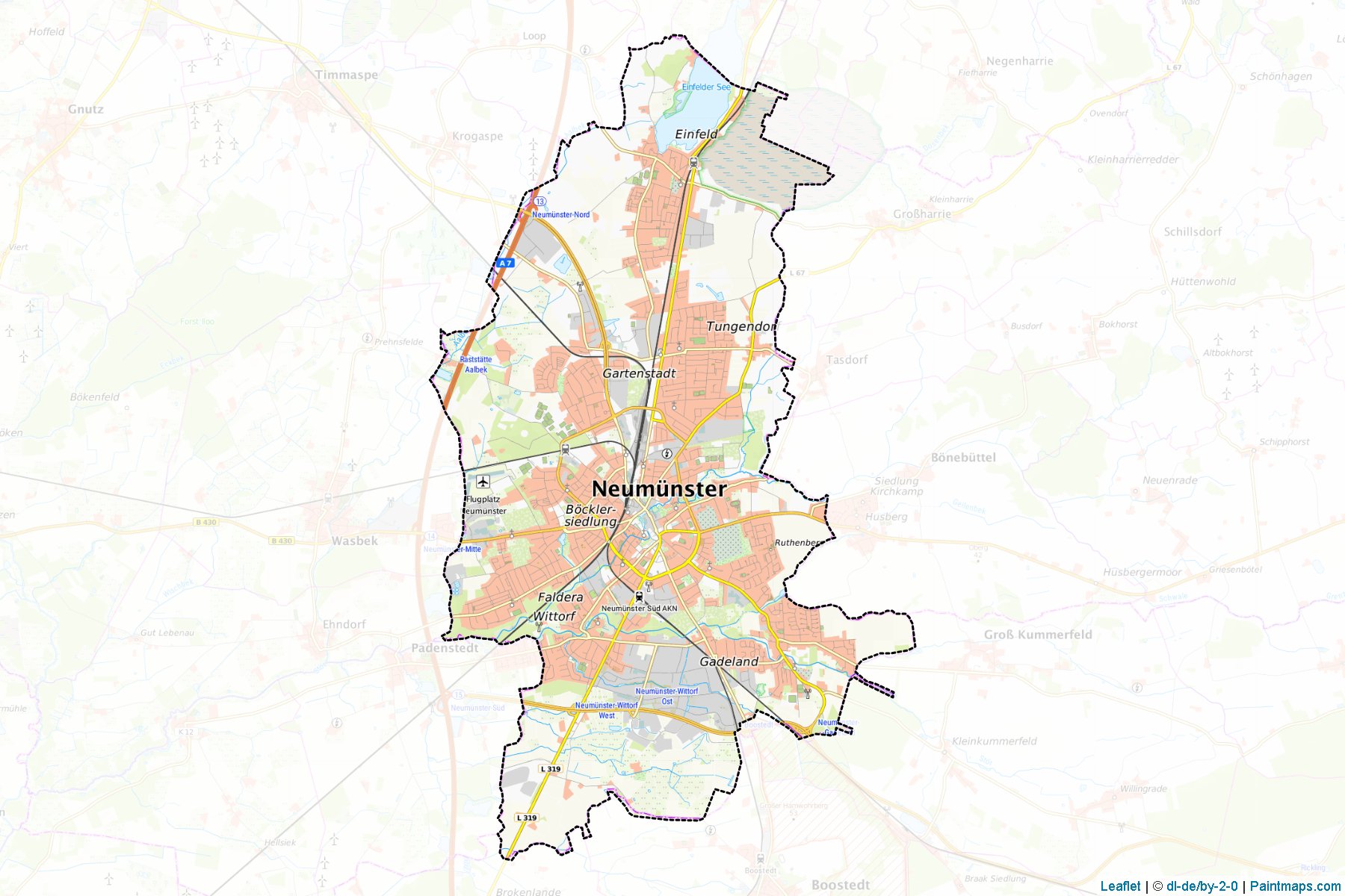 Muestras de recorte de mapas Neumünster (Schleswig-Holstein)-1