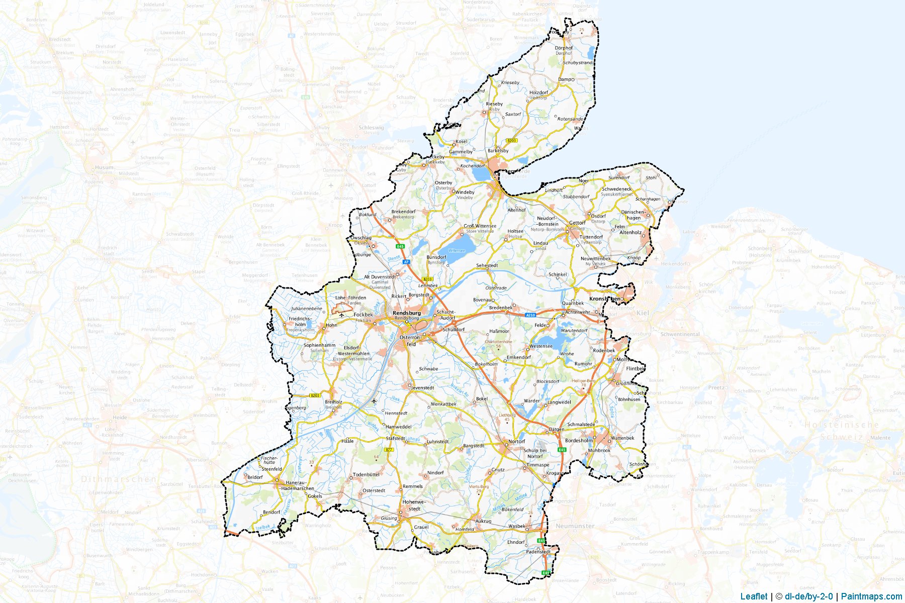 Rendsburg-Eckernförde (Schleswig-Holstein) Map Cropping Samples-1