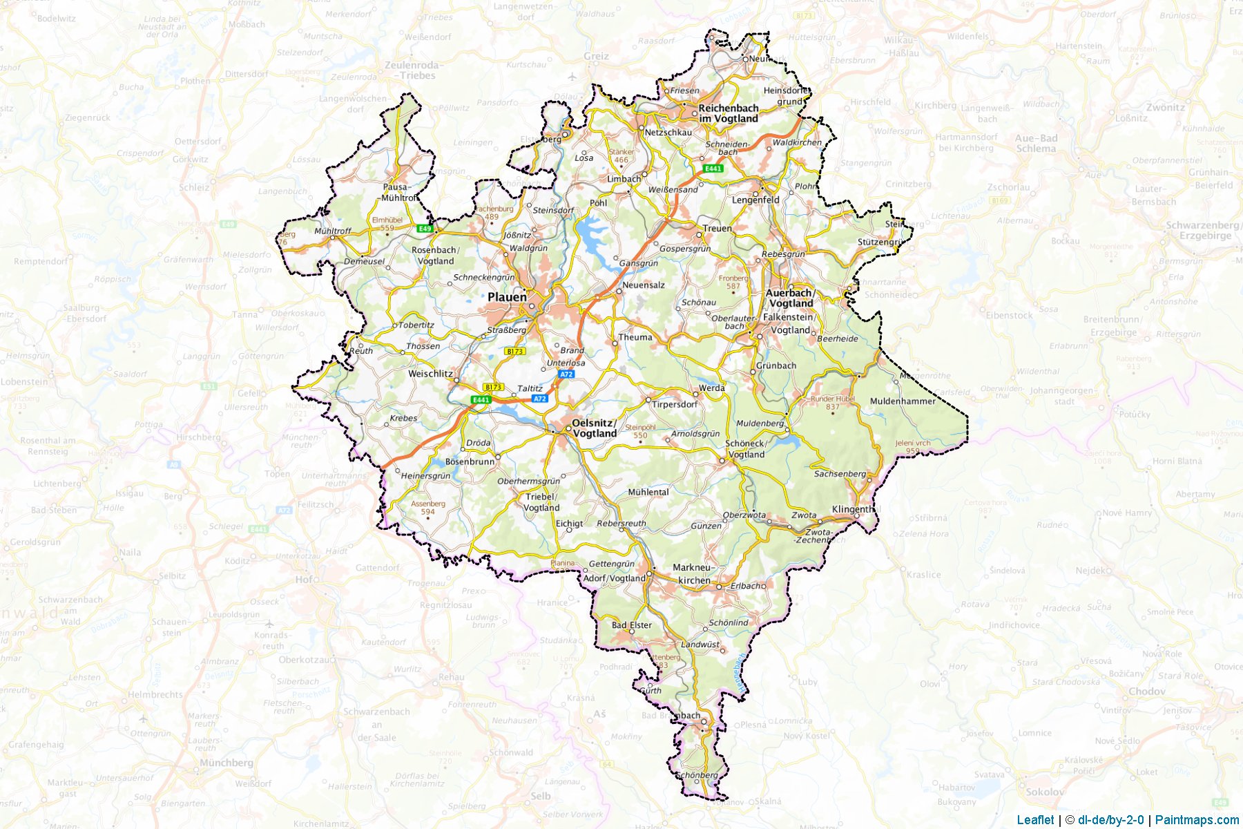 Muestras de recorte de mapas Vogtlandkreis (Saxony)-1