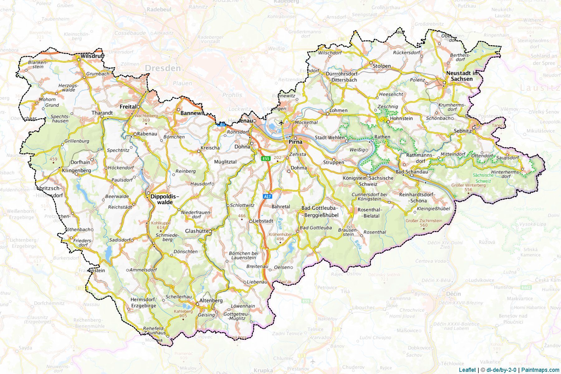 Sächsische Schweiz-Osterzgebirge (Saxony) Map Cropping Samples-1