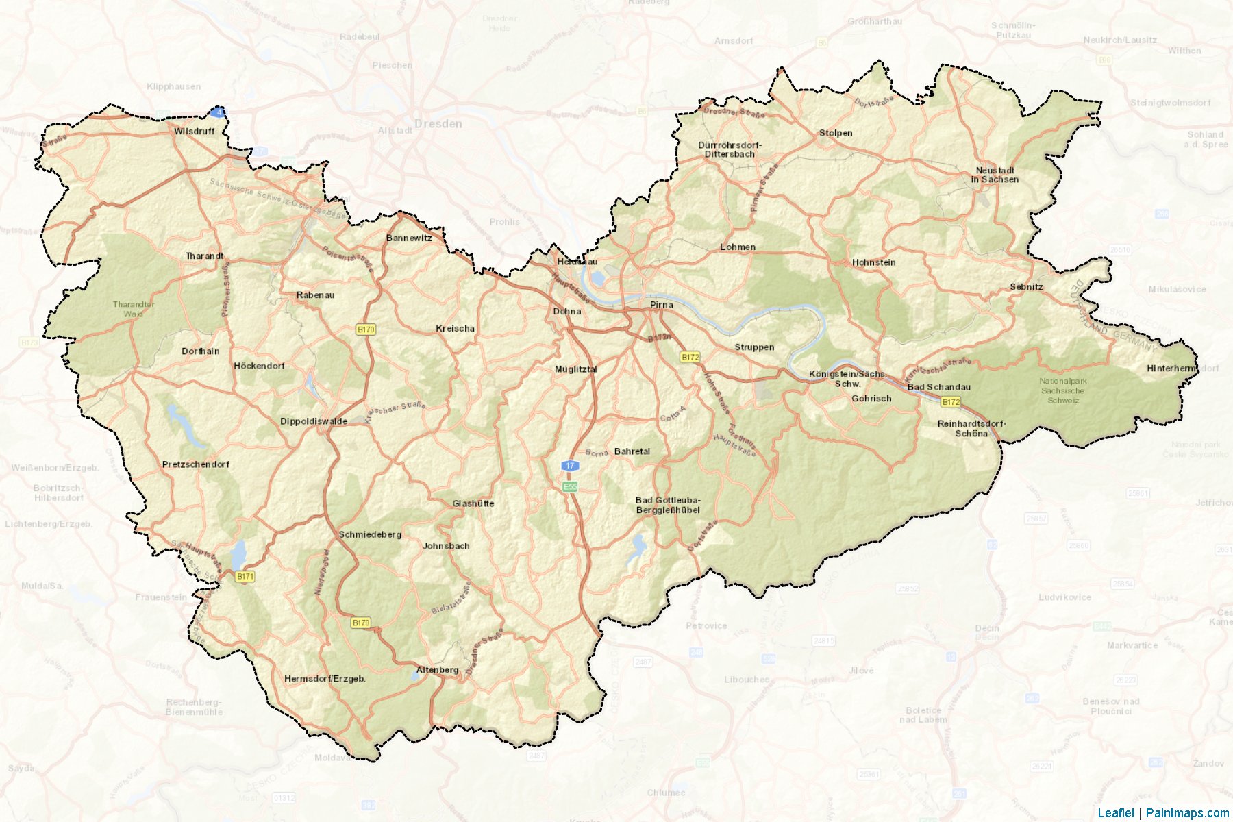 Sächsische Schweiz-Osterzgebirge (Saxony) Map Cropping Samples-2