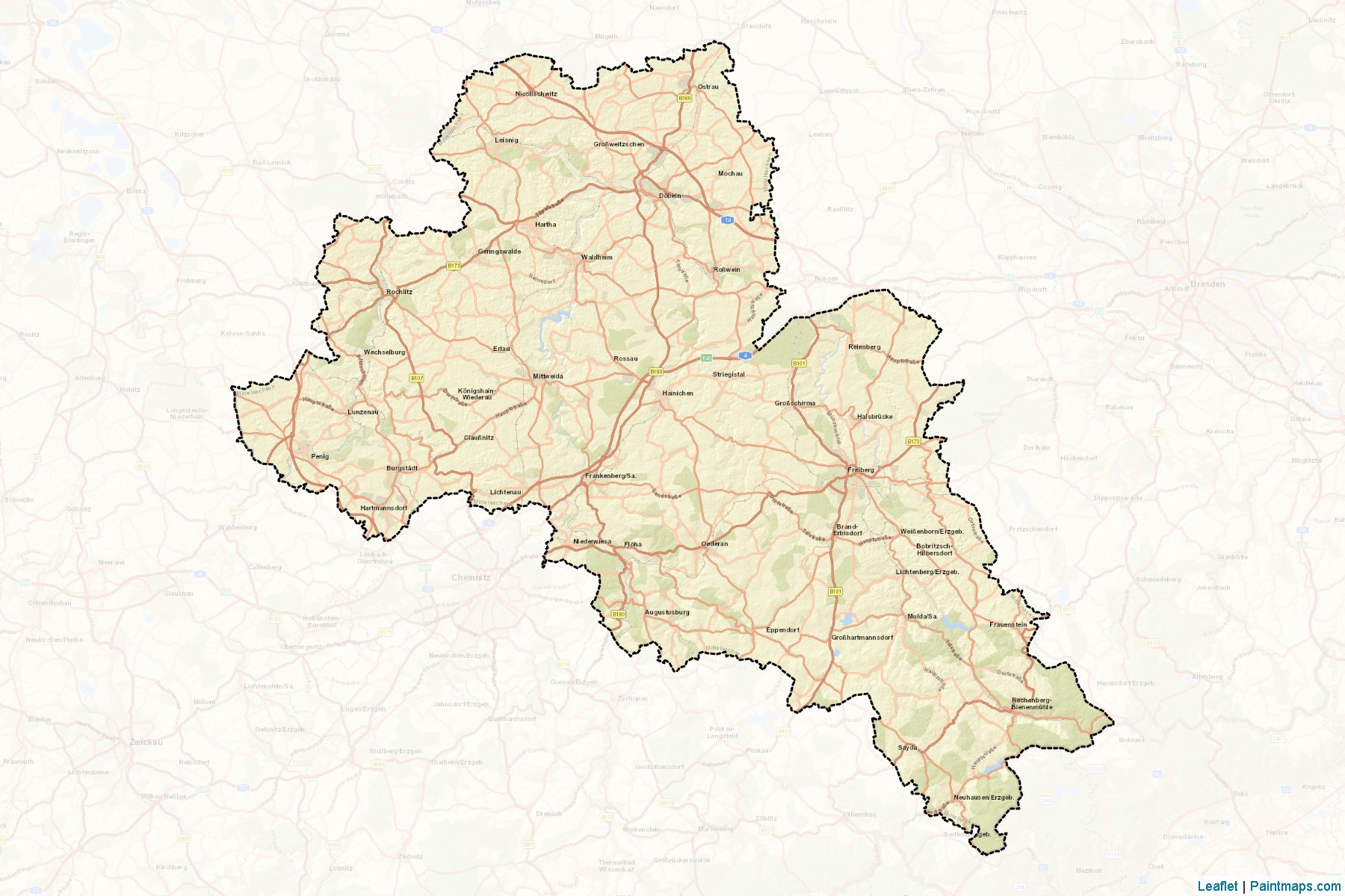 Mittelsachsen (Saxony) Map Cropping Samples-2