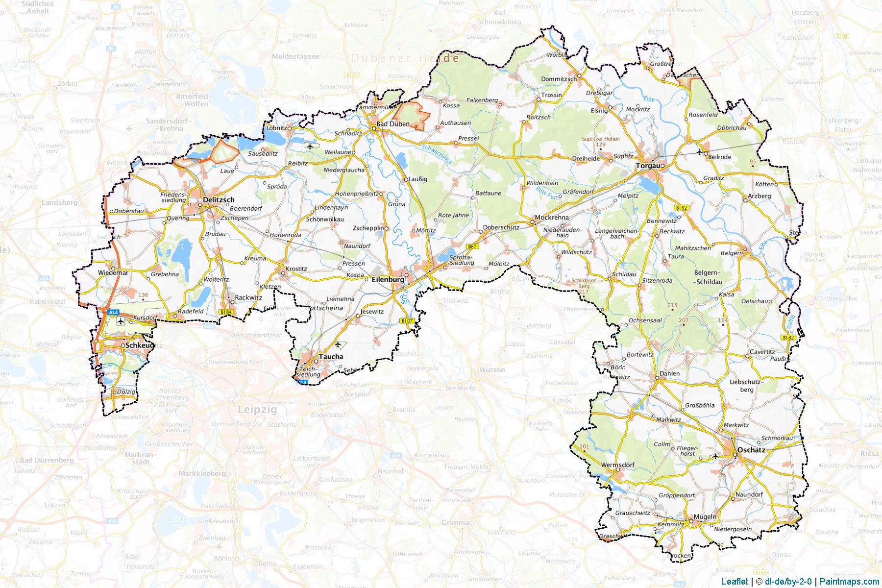 Muestras de recorte de mapas Nordsachsen (Saxony)-1