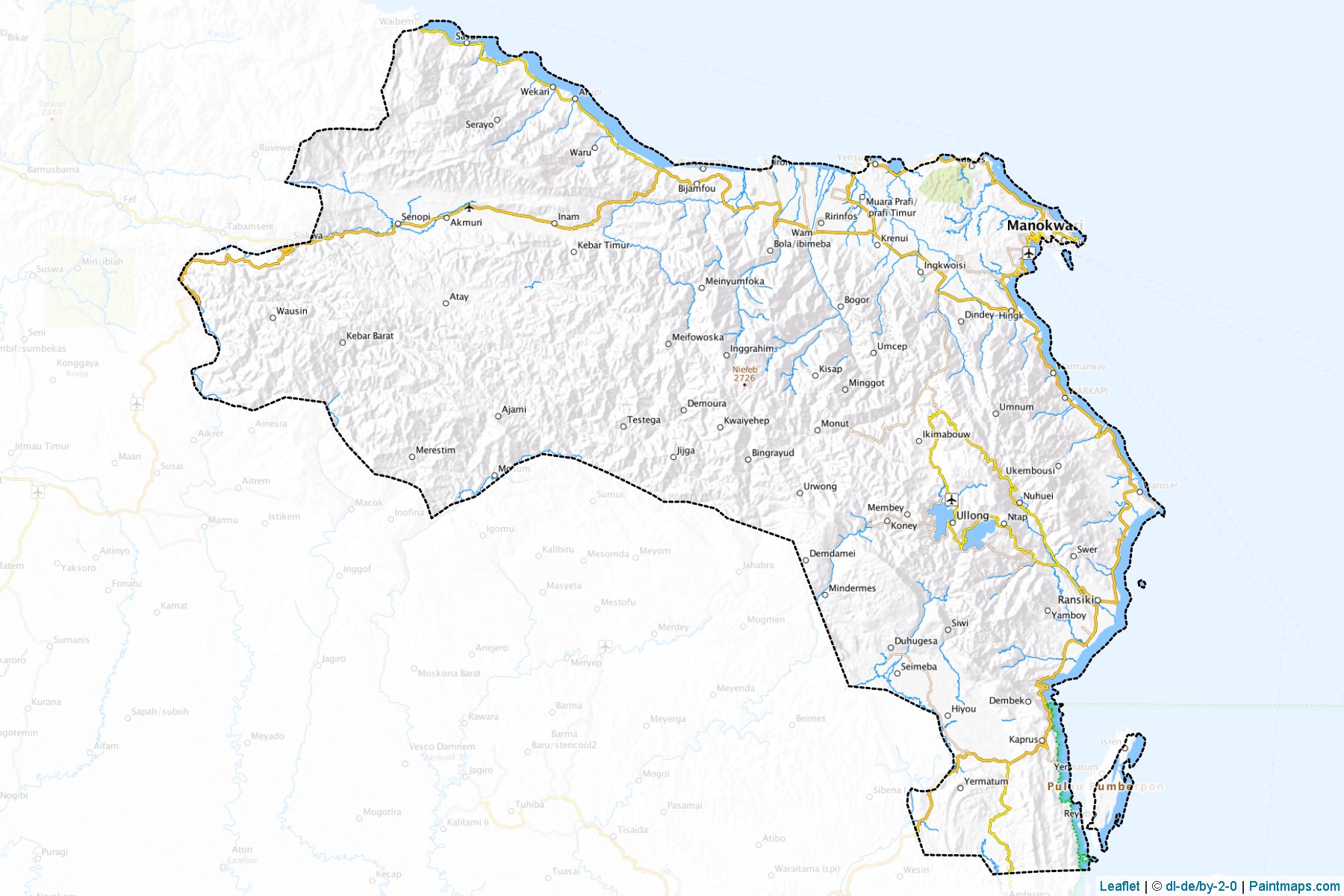 Muestras de recorte de mapas Manokwari (Irian Jaya Barat)-1