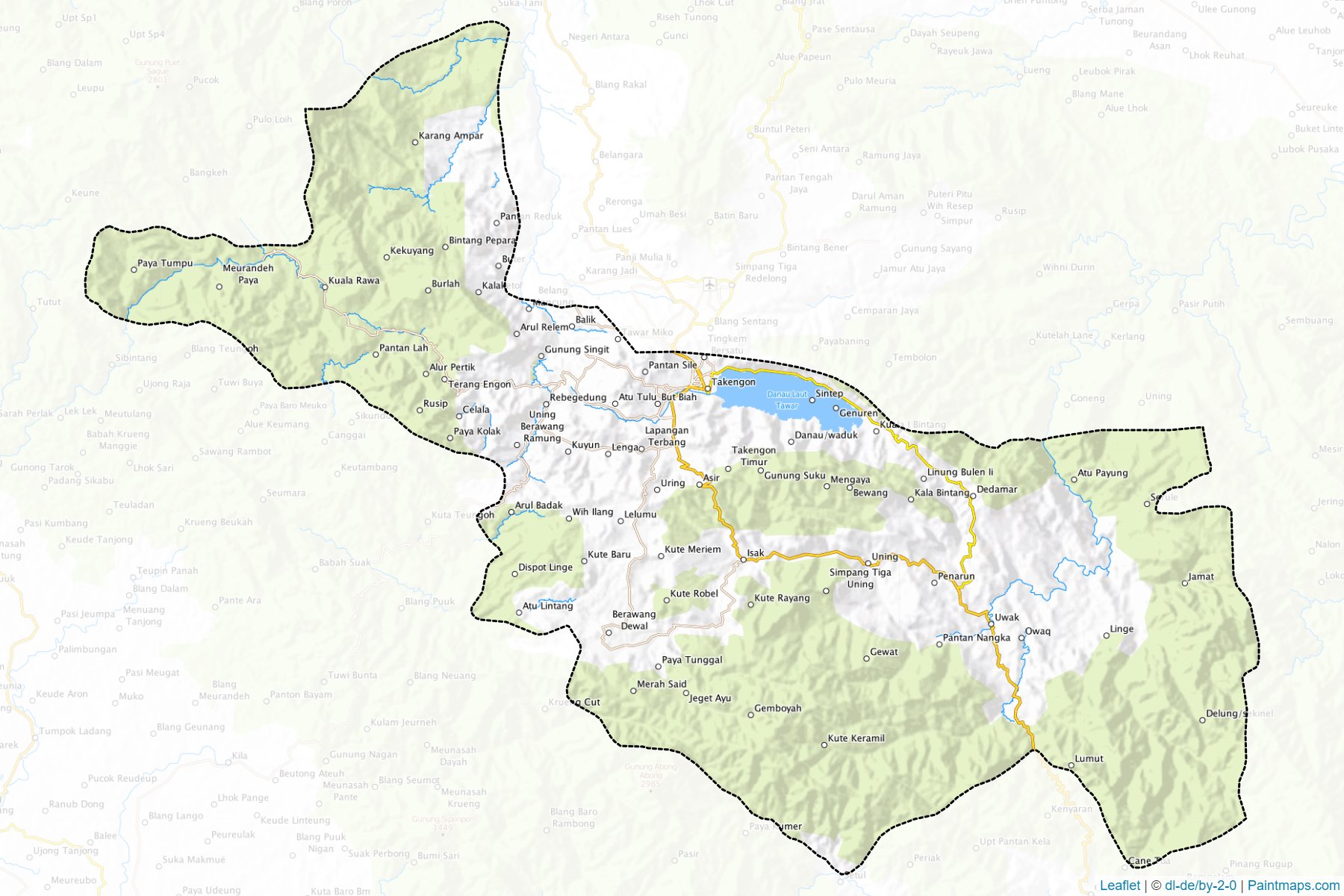 Muestras de recorte de mapas Aceh Tengah (Aceh)-1