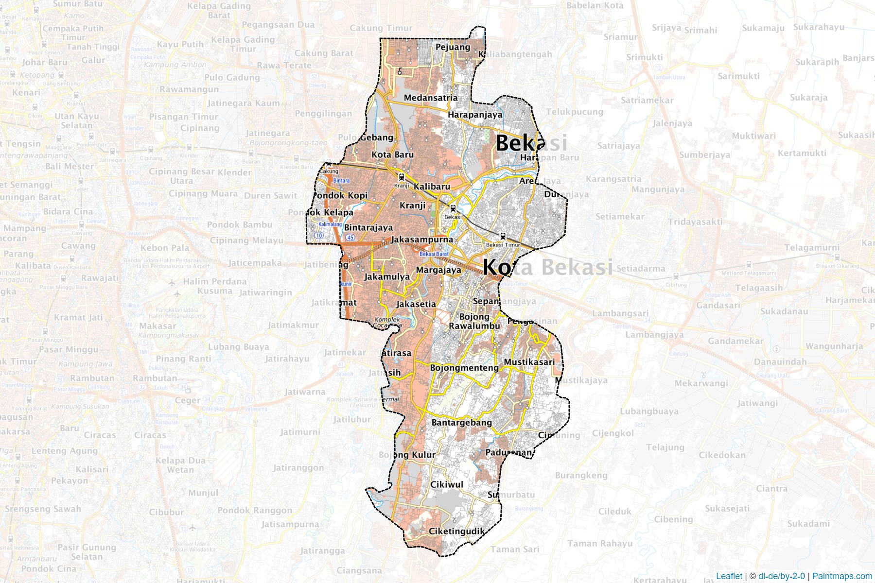 Muestras de recorte de mapas Bekasi (Jawa Barat)-1